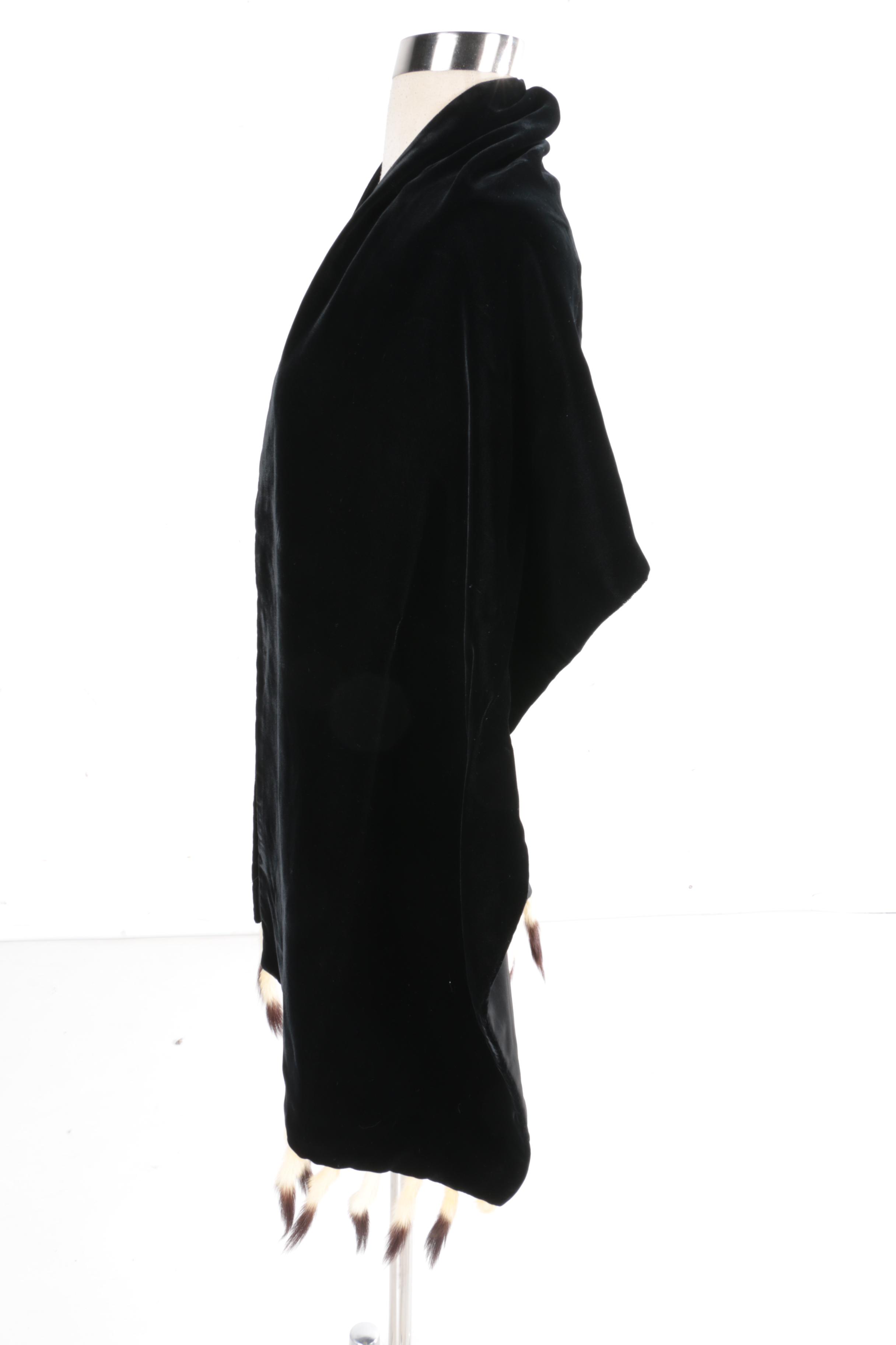 1950s Vintage Ermine Fur Trimmed Scarf