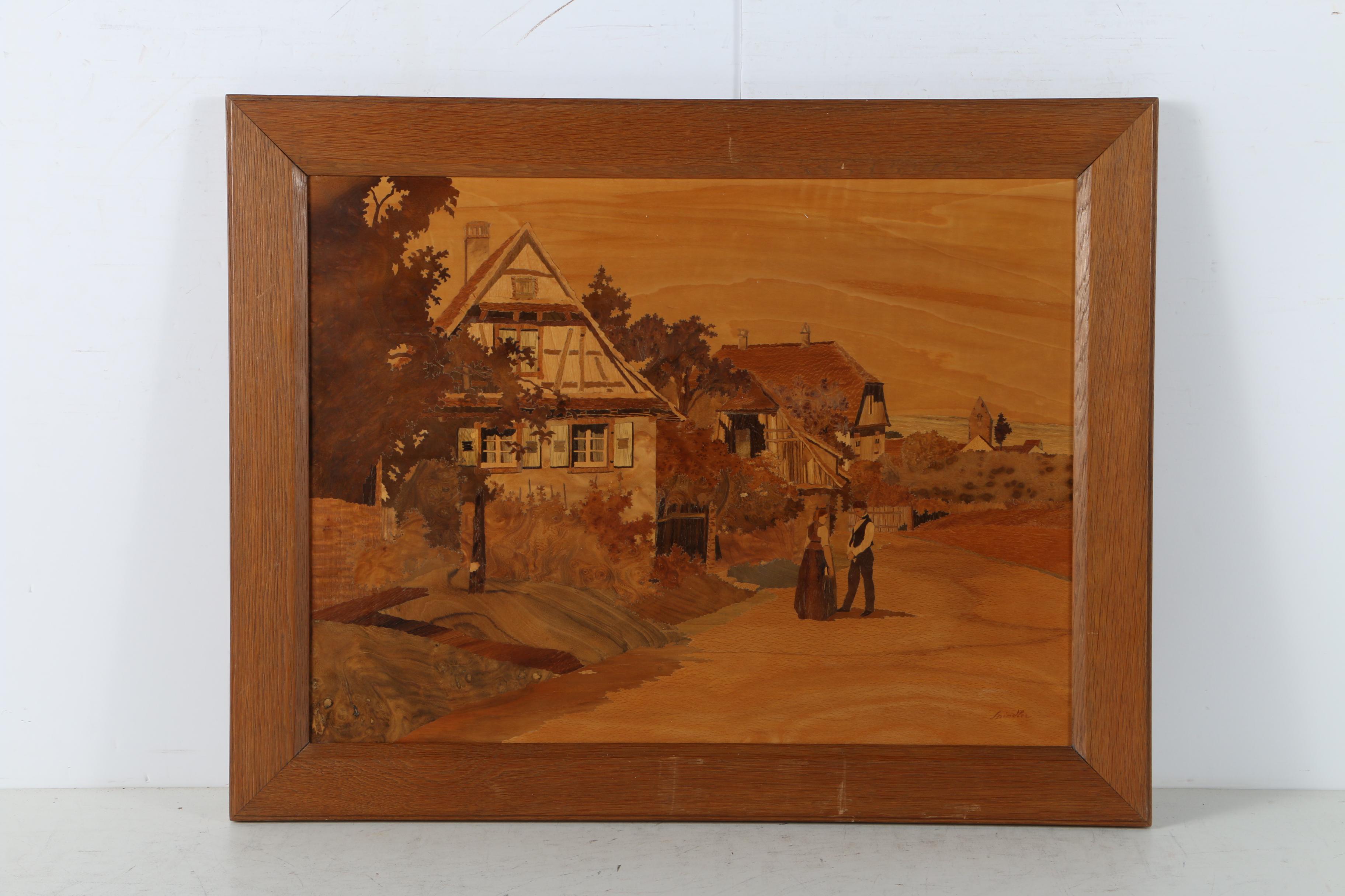 Charles Spindler Marquetry Panels of European Genre Scenes