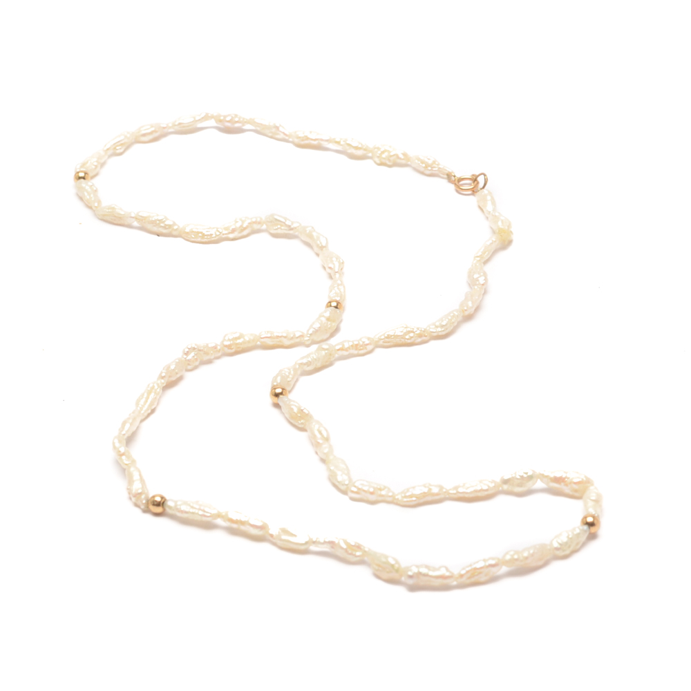14K Gold and Cultured Freshwater Pearl Necklace