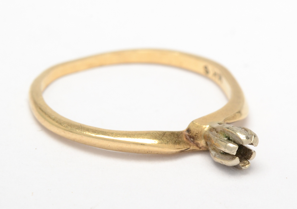 14K Gold Ring Mounting and Textured Band