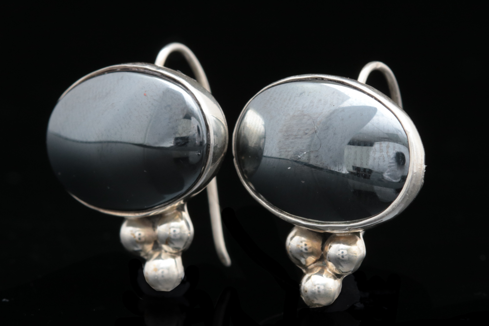 Sterling Silver and Hematite Earrings