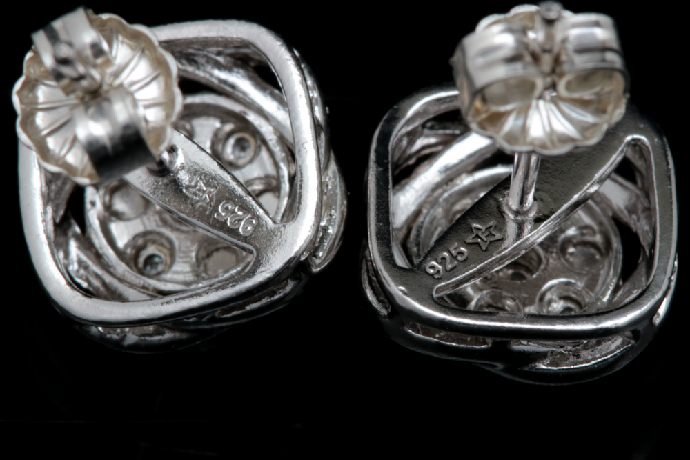 Sterling Silver and Diamond Cluster Earrings