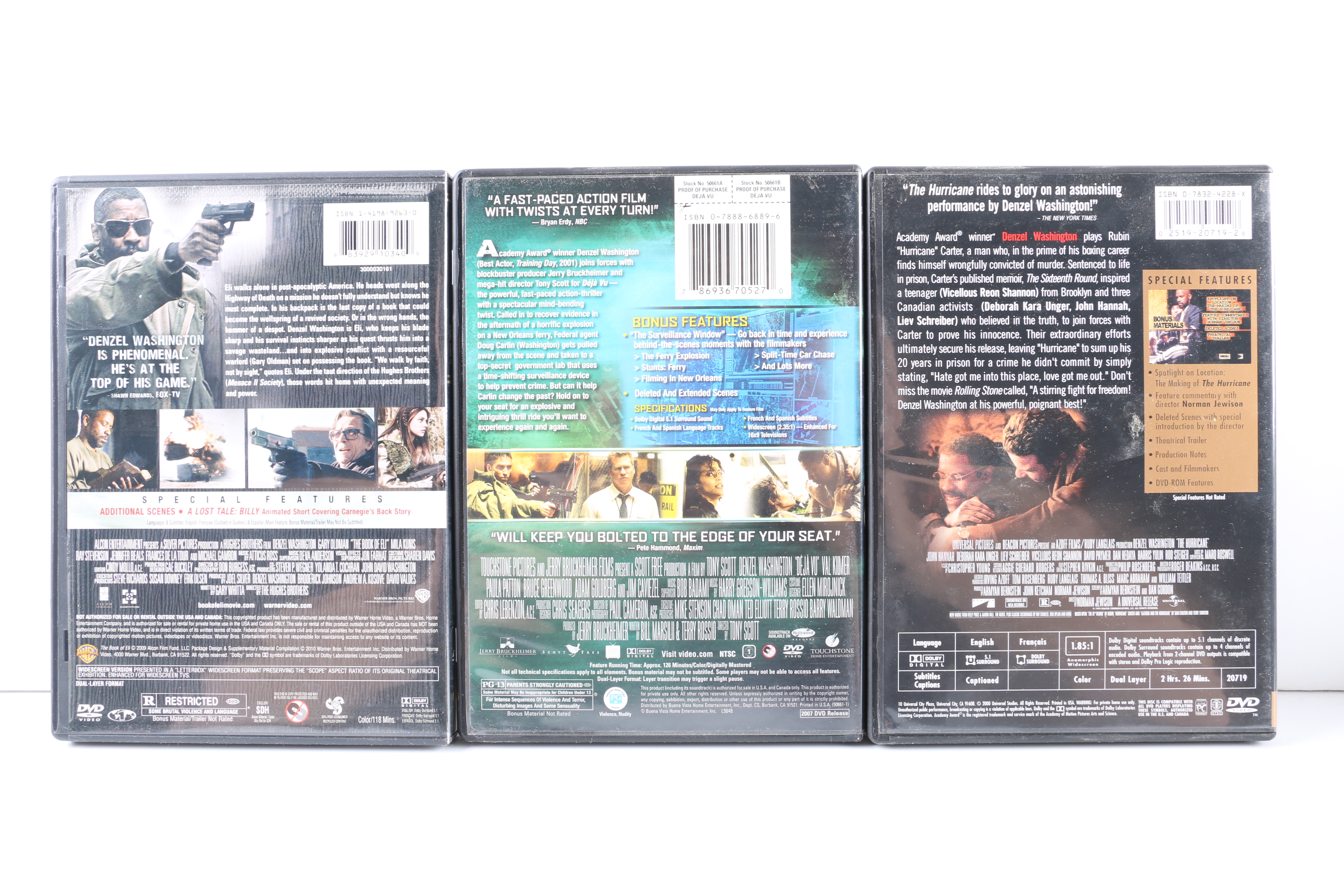 Denzel Washington Feature Films DVD Collection Including "Training Day"