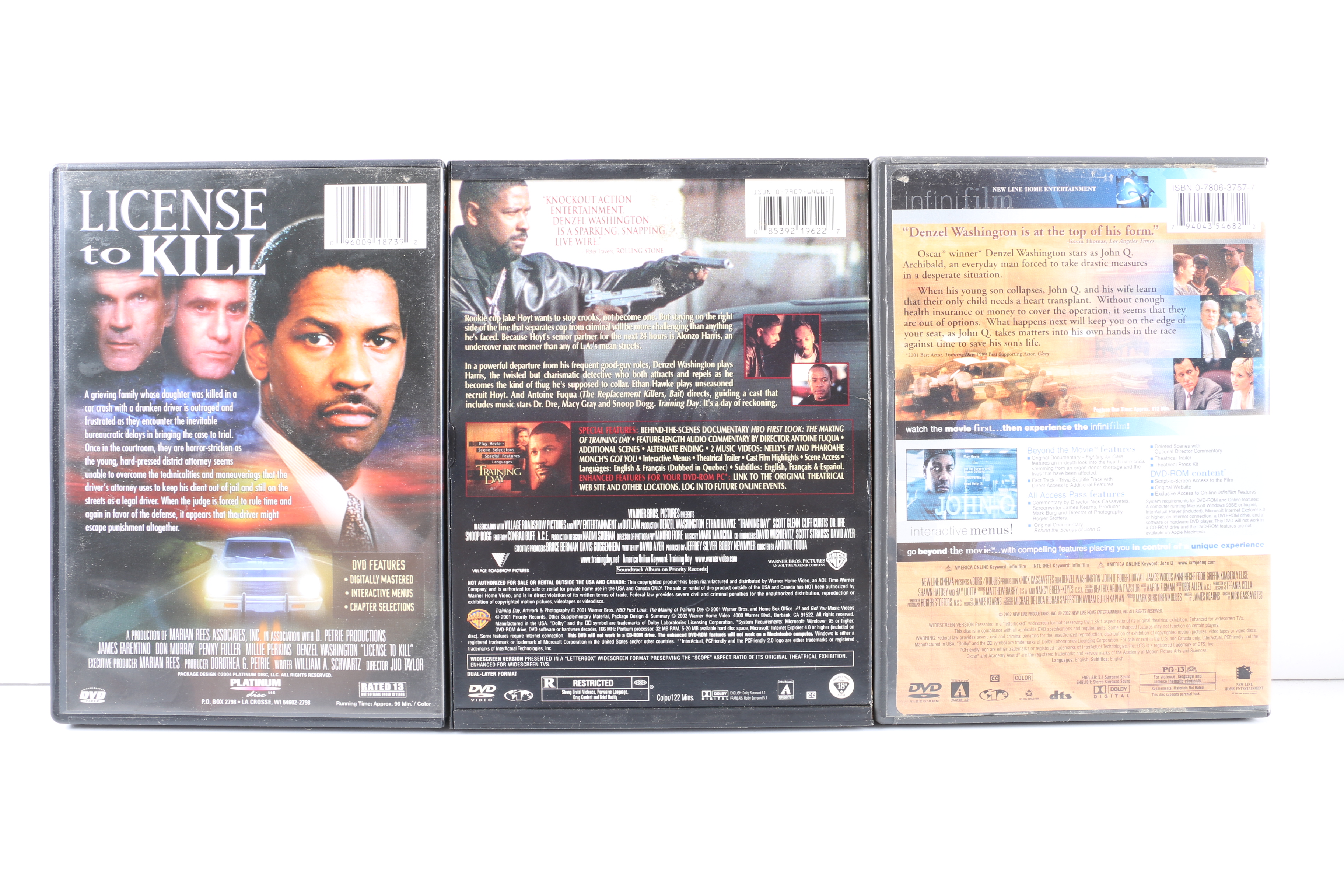 Denzel Washington Feature Films DVD Collection Including "Training Day"