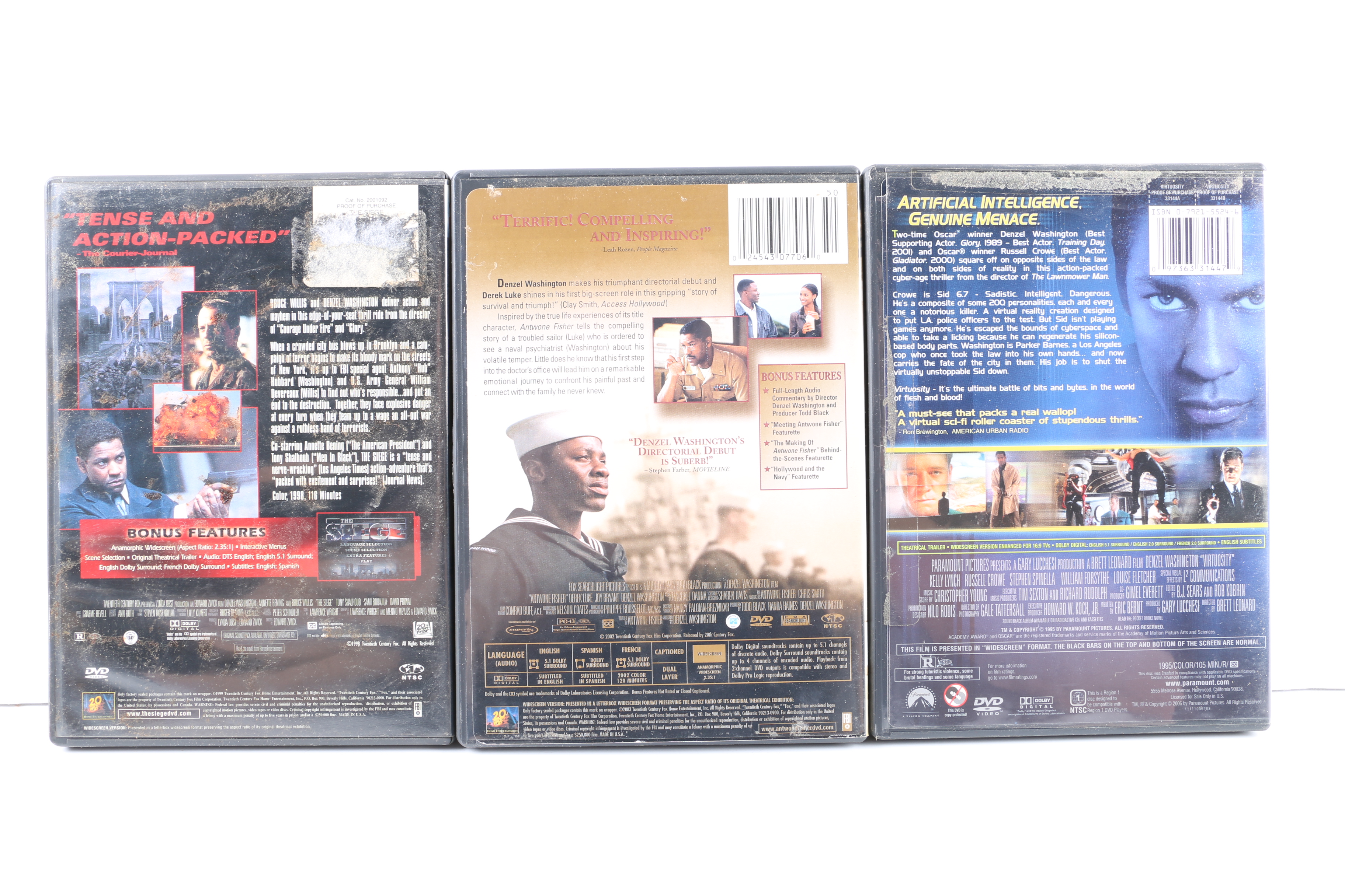 Denzel Washington Feature Films DVD Collection Including "Training Day"