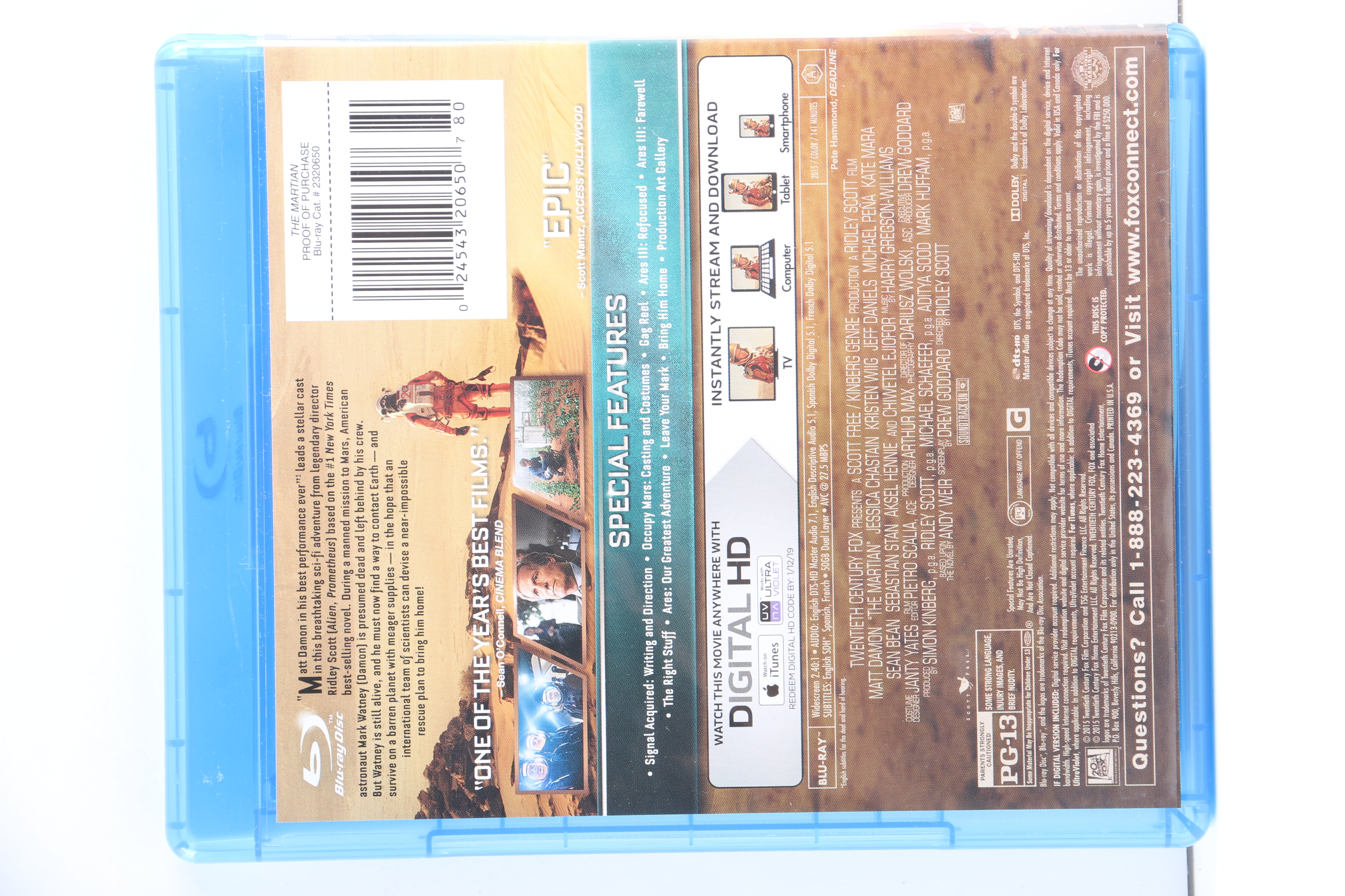 Astronaut Thriller Films Blu-Ray Collection Including "Contact" & "Martian"