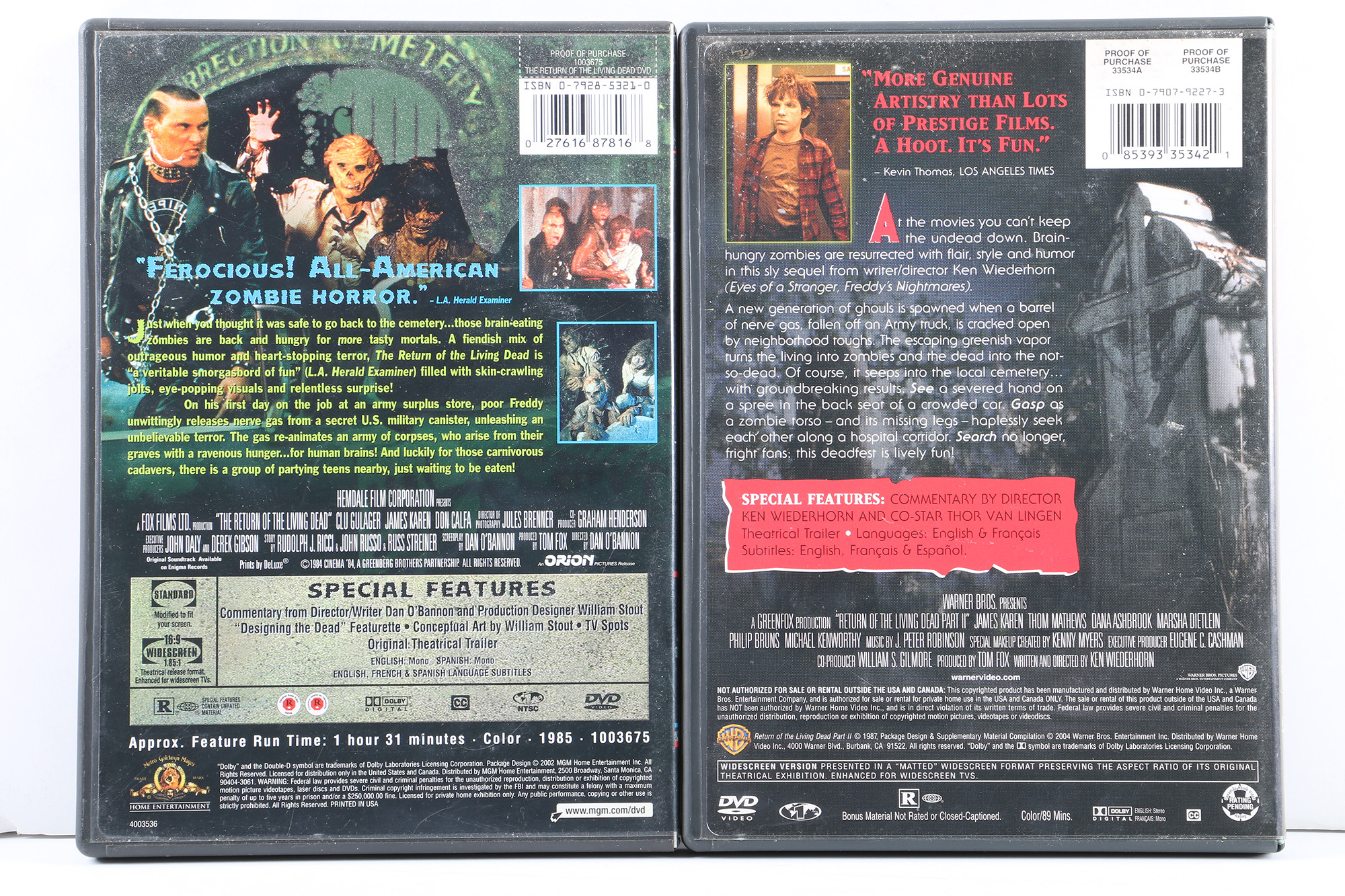 "Return of the Living Dead" And Zombie Related DVD Collection