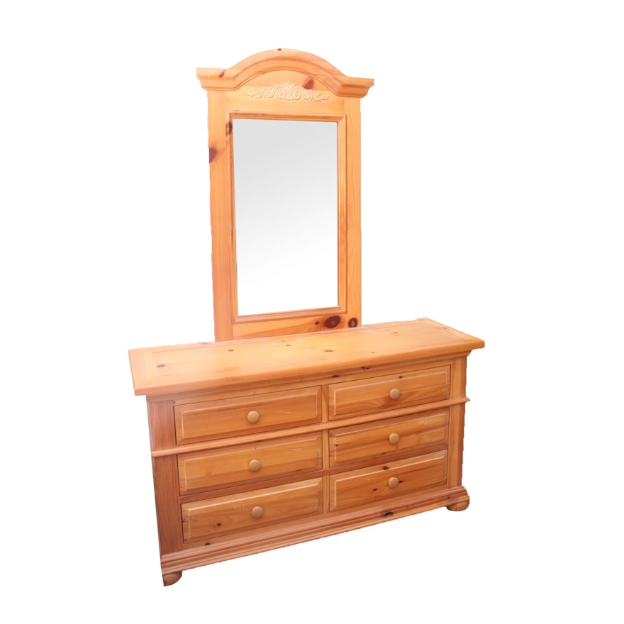 Pine Dresser with Mirror by Broyhill