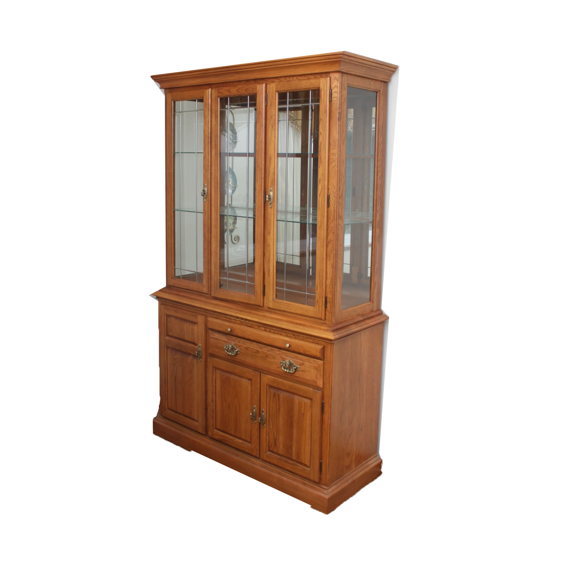 Traditional Oak China Cabinet by Cochrane