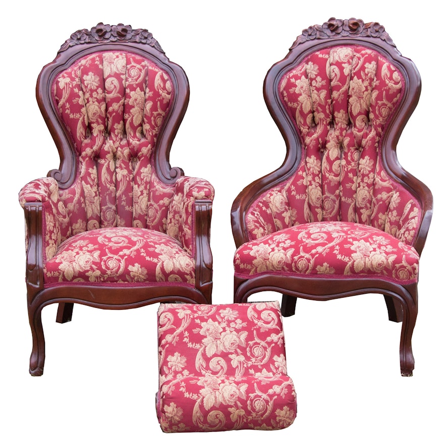 Two Victorian Style Mahogany Arm Chairs