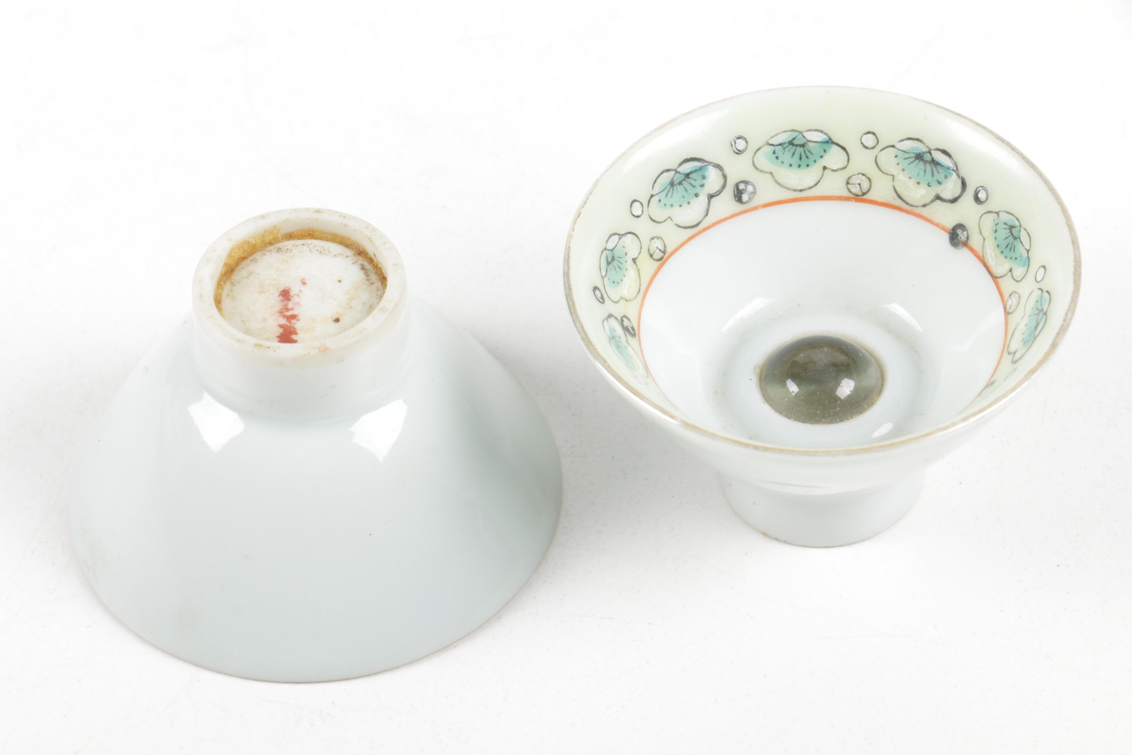 Vintage Japanese Lithopane Sake Cups