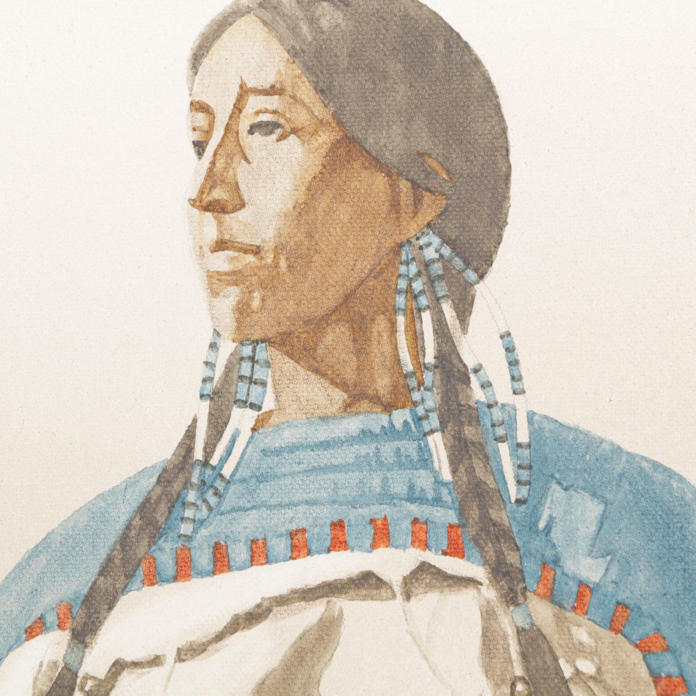 John Pace Acrylic Painting on Canvas "Indian Squaw"