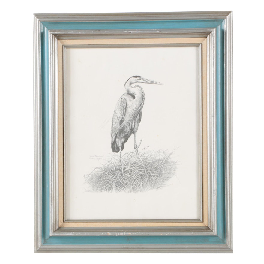 Sherry Langford Limited Edition Reproduction Print on Paper "Great Blue Heron"