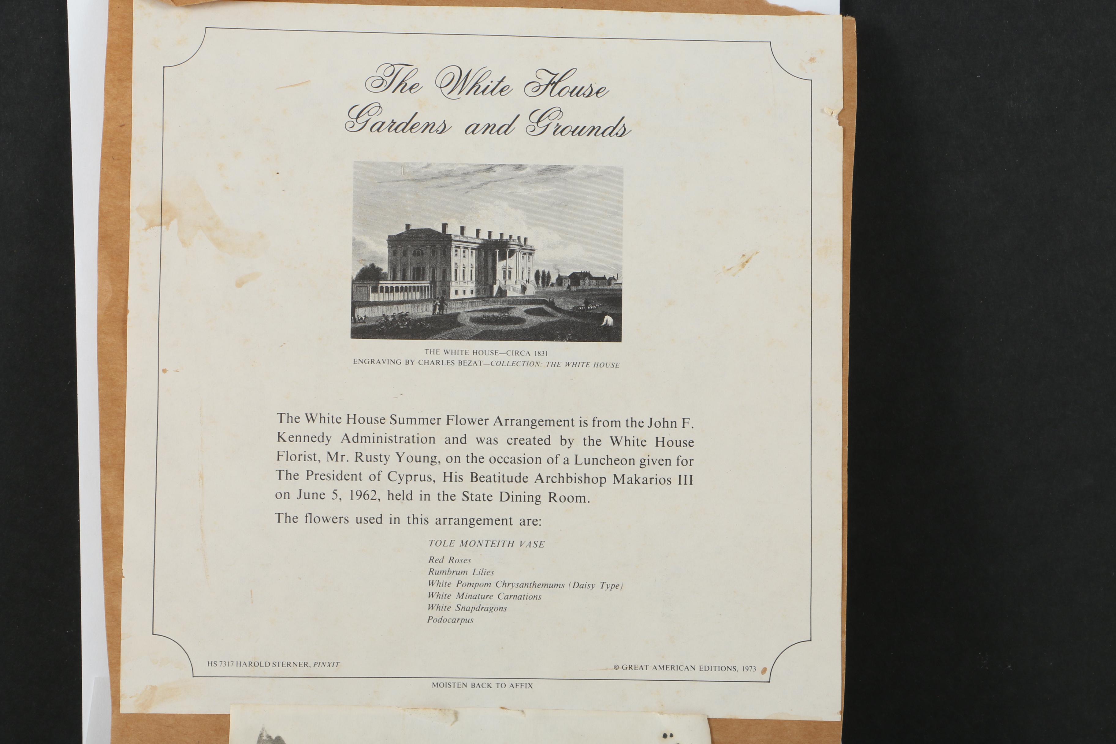 Offset Lithograph Prints After Harold Sterner "White House Flower Arrangement"