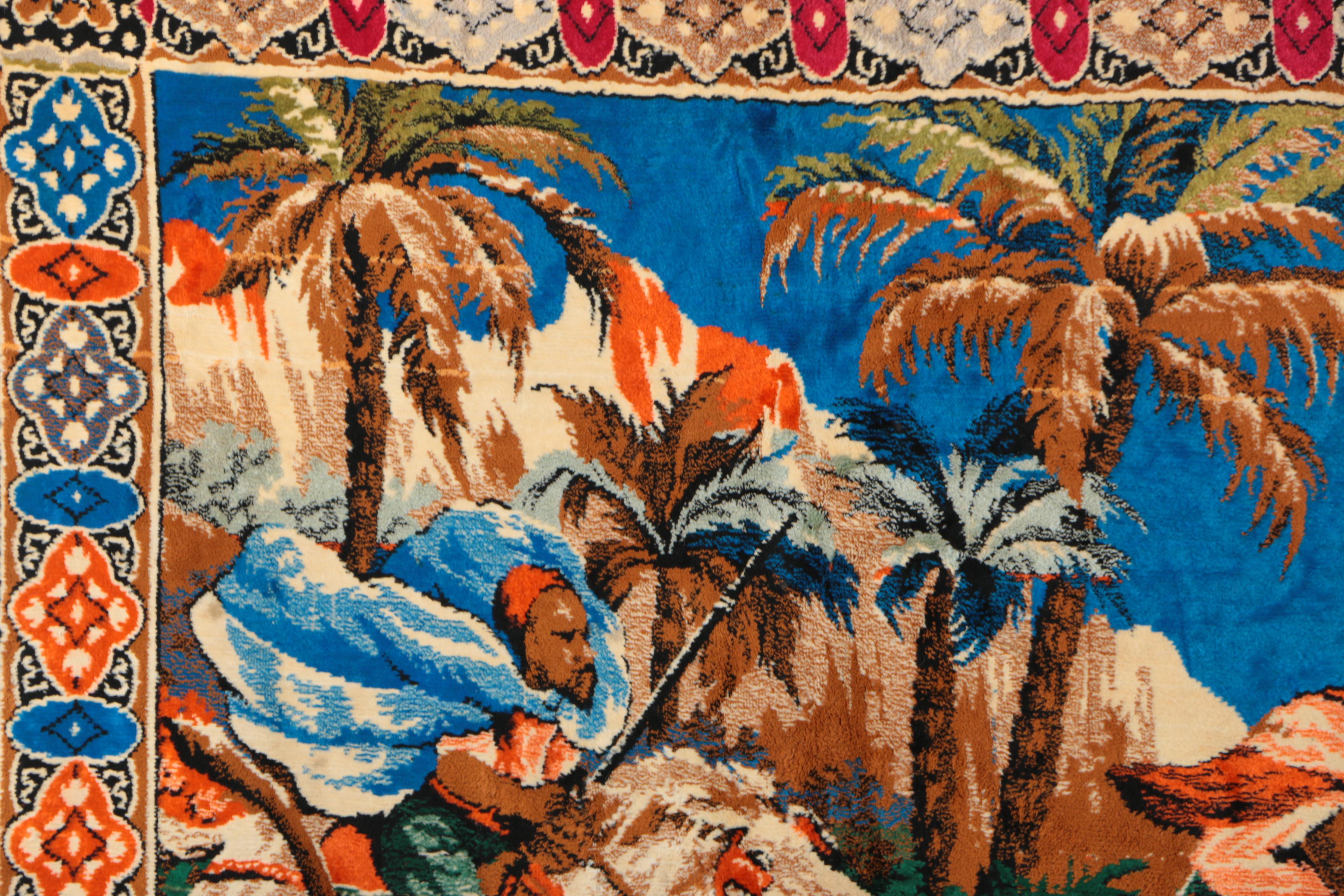 Machine Woven Tapestry of a Lion Hunt