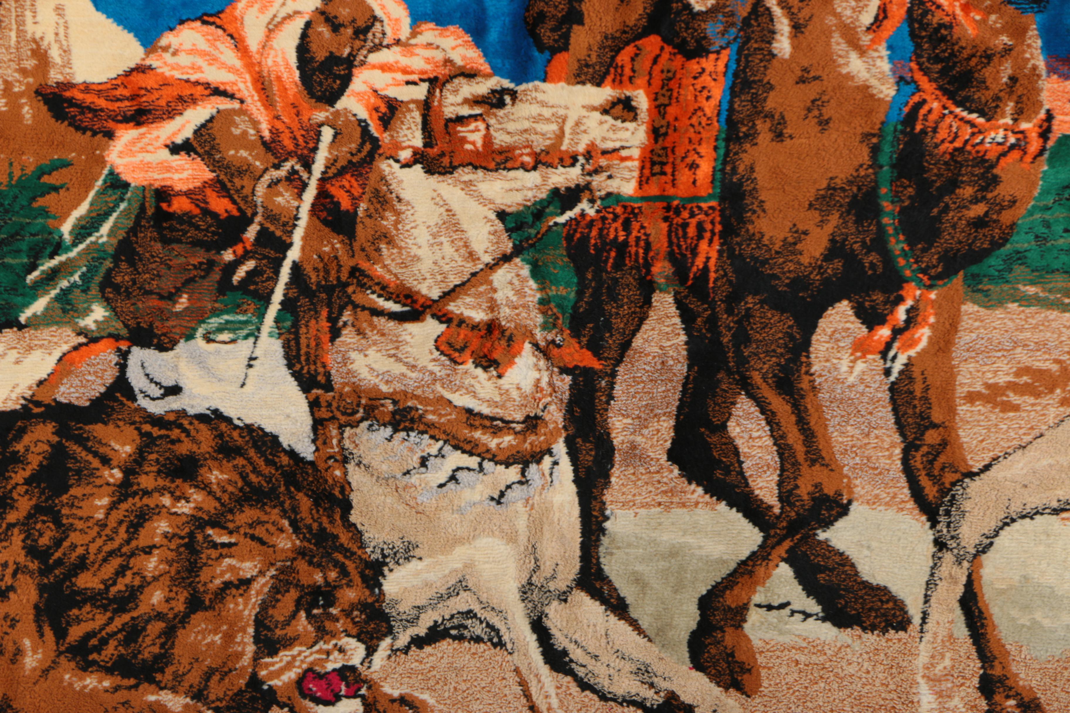 Machine Woven Tapestry of a Lion Hunt