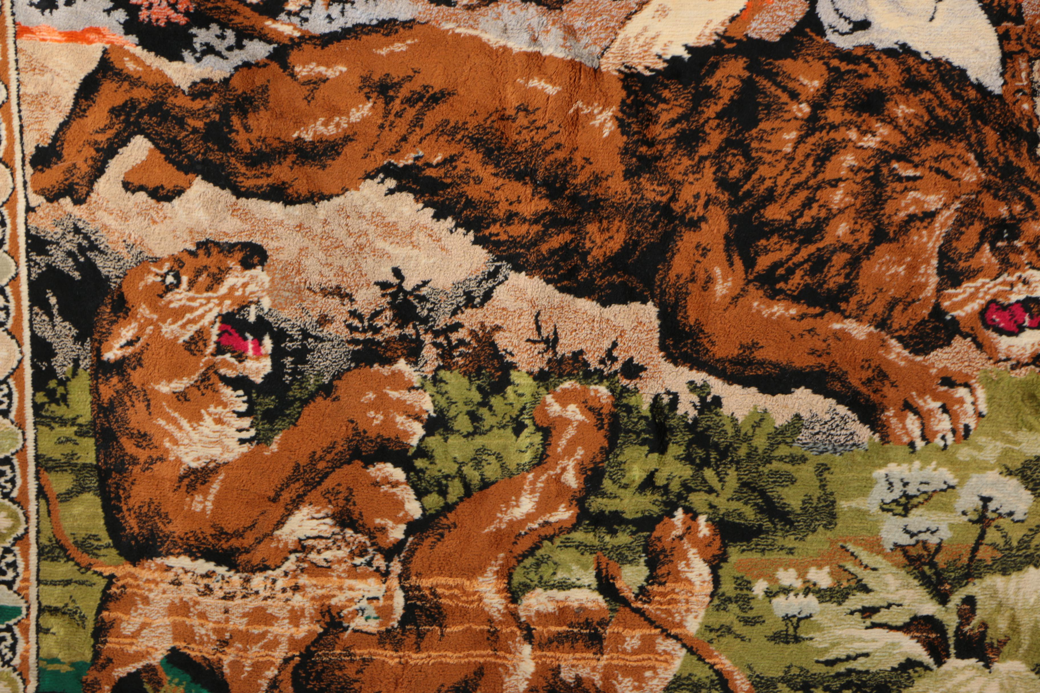 Machine Woven Tapestry of a Lion Hunt