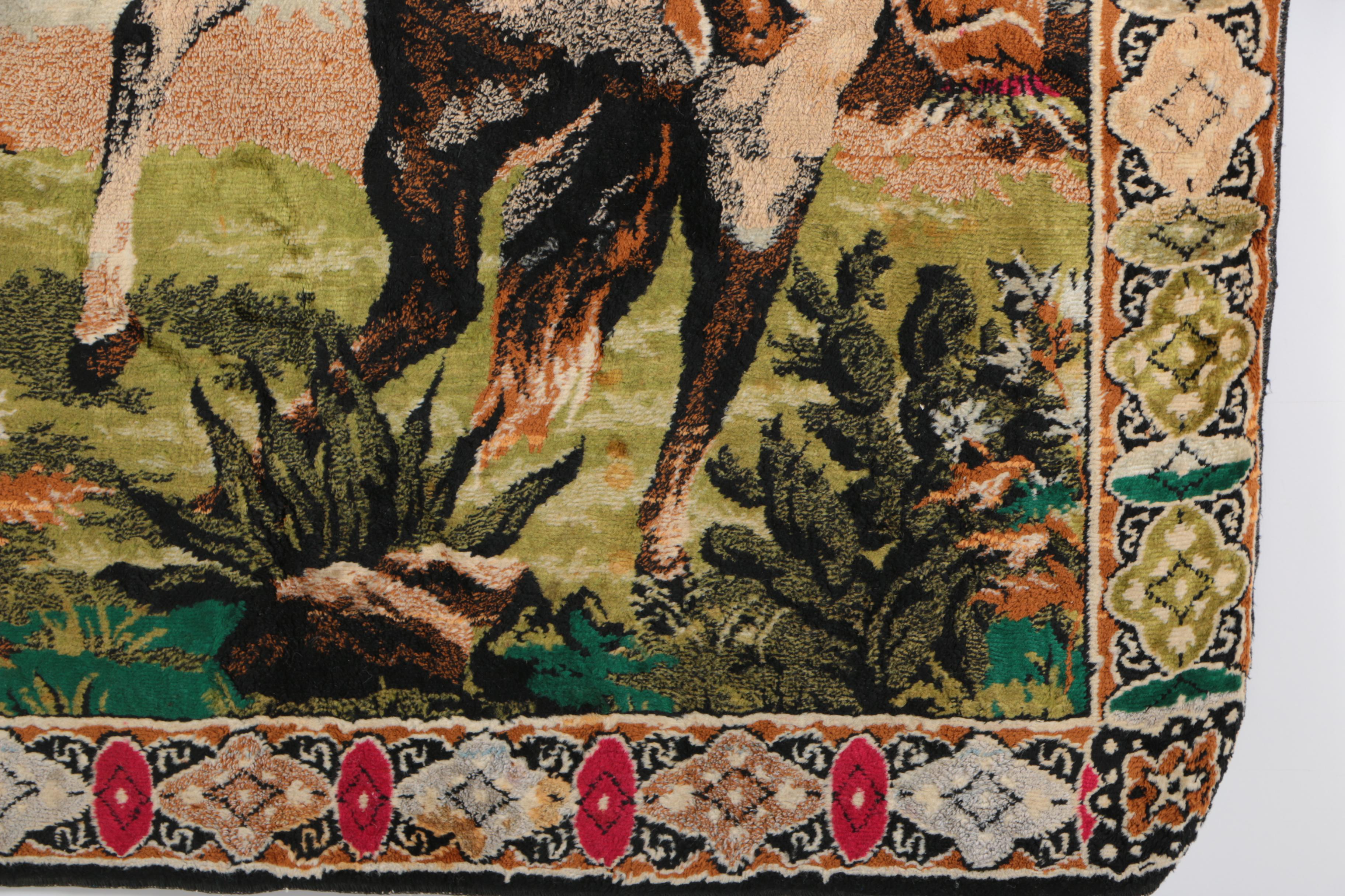 Machine Woven Tapestry of a Lion Hunt