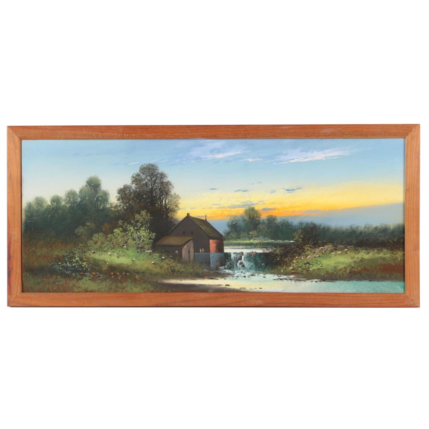 Pastel Drawing on Panel of a Rural Scene