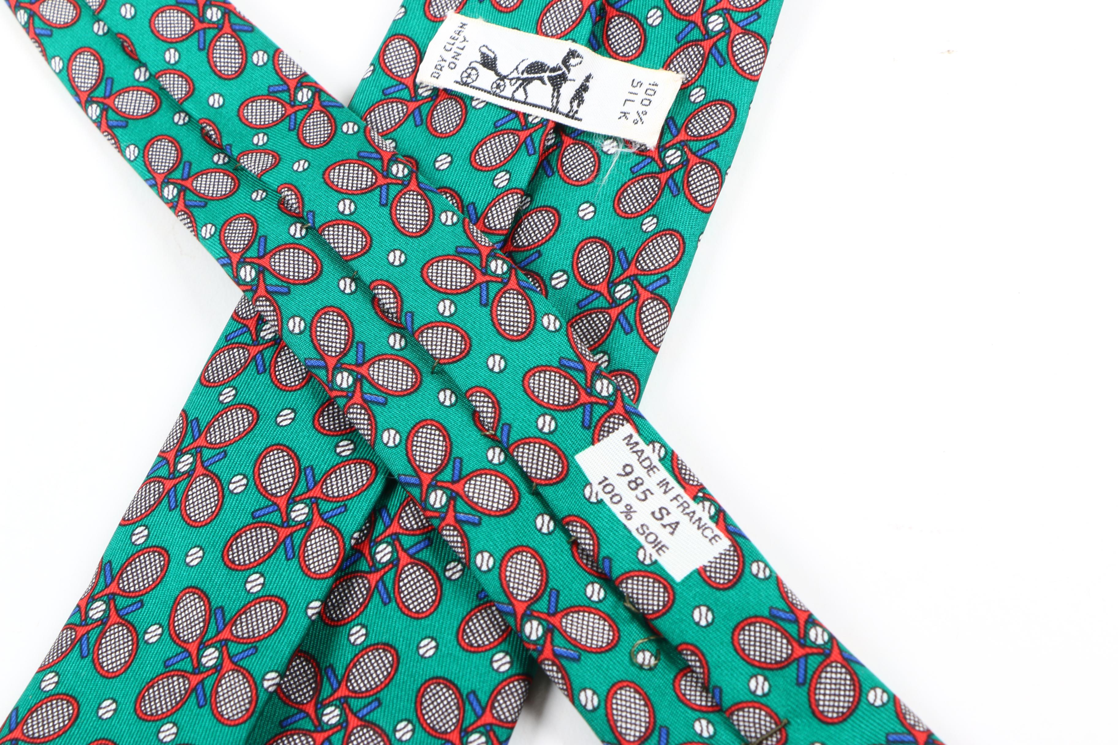 Hermes Silk Twill Tennis Rackets Necktie