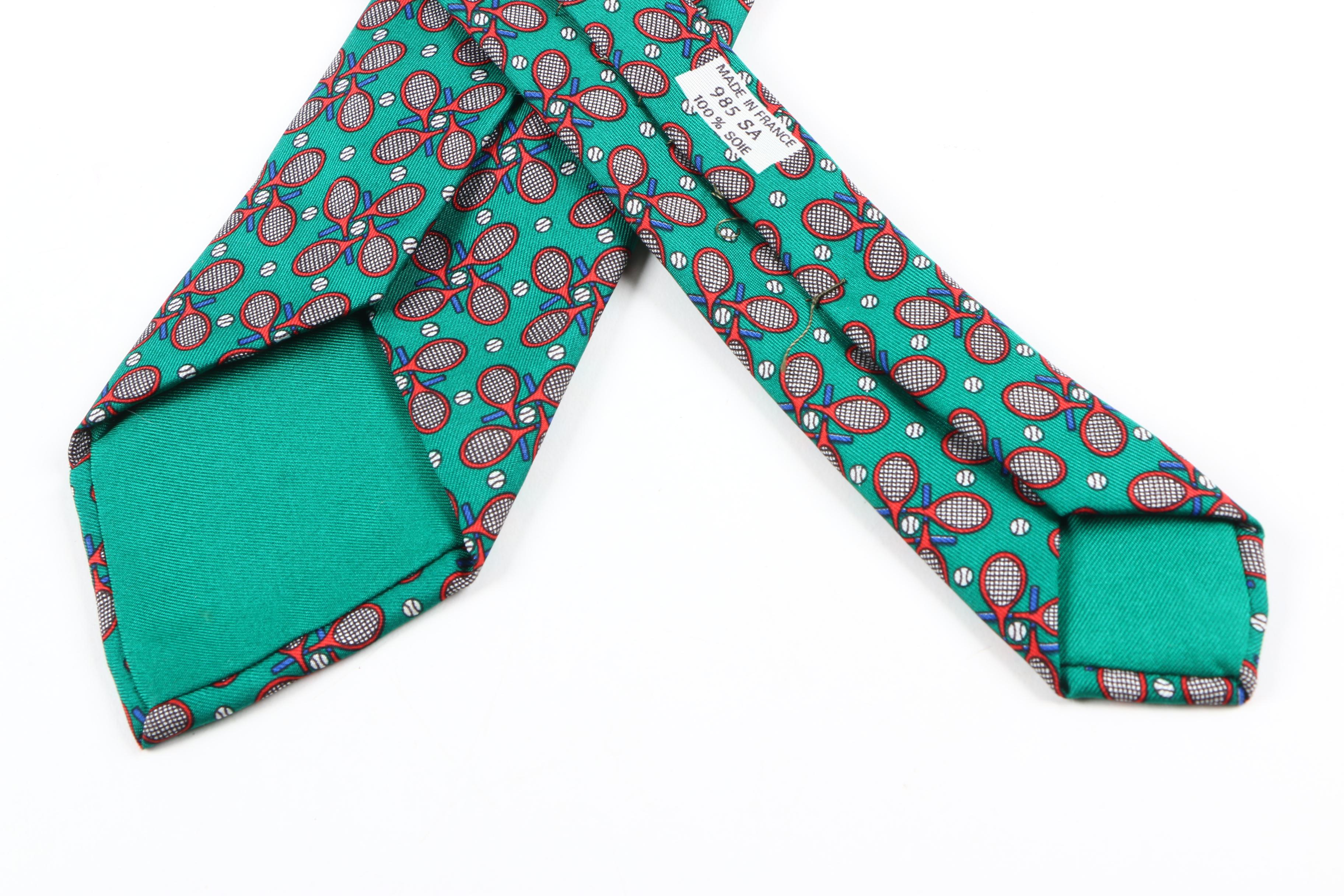 Hermes Silk Twill Tennis Rackets Necktie