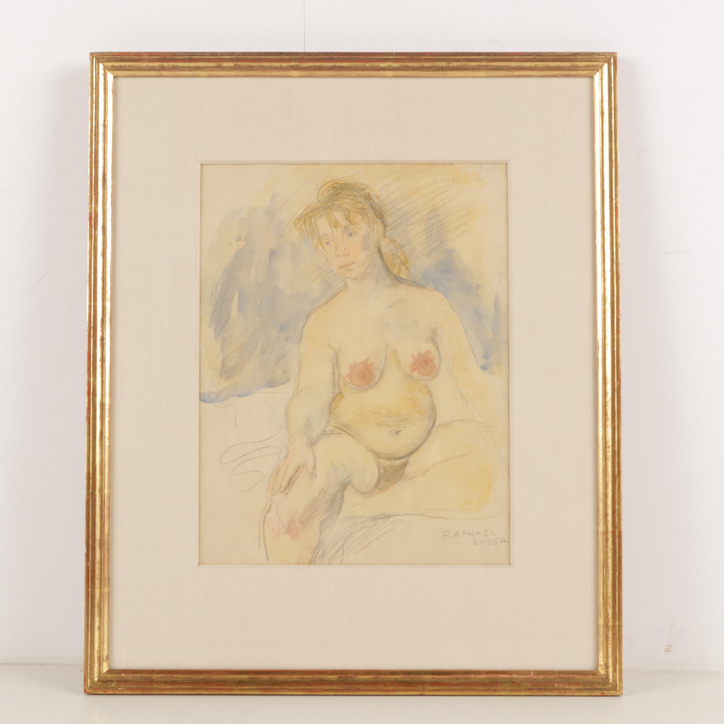Figure Drawings and Watercolor Featuring Harvey Dinnerstein and Raphael Soyer