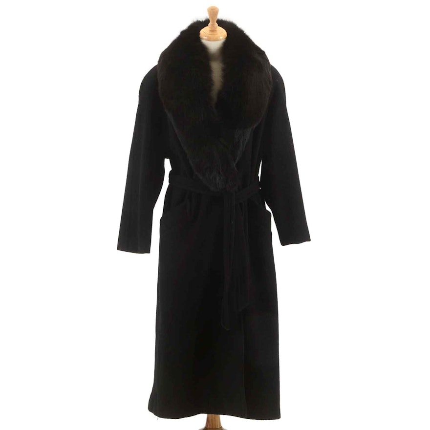 Women's Wool Coat with Fox Fur Collar