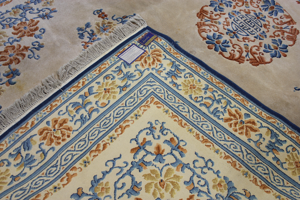 Power-Loomed Karastan "Chinese Medallion" Carved Wool Area Rug