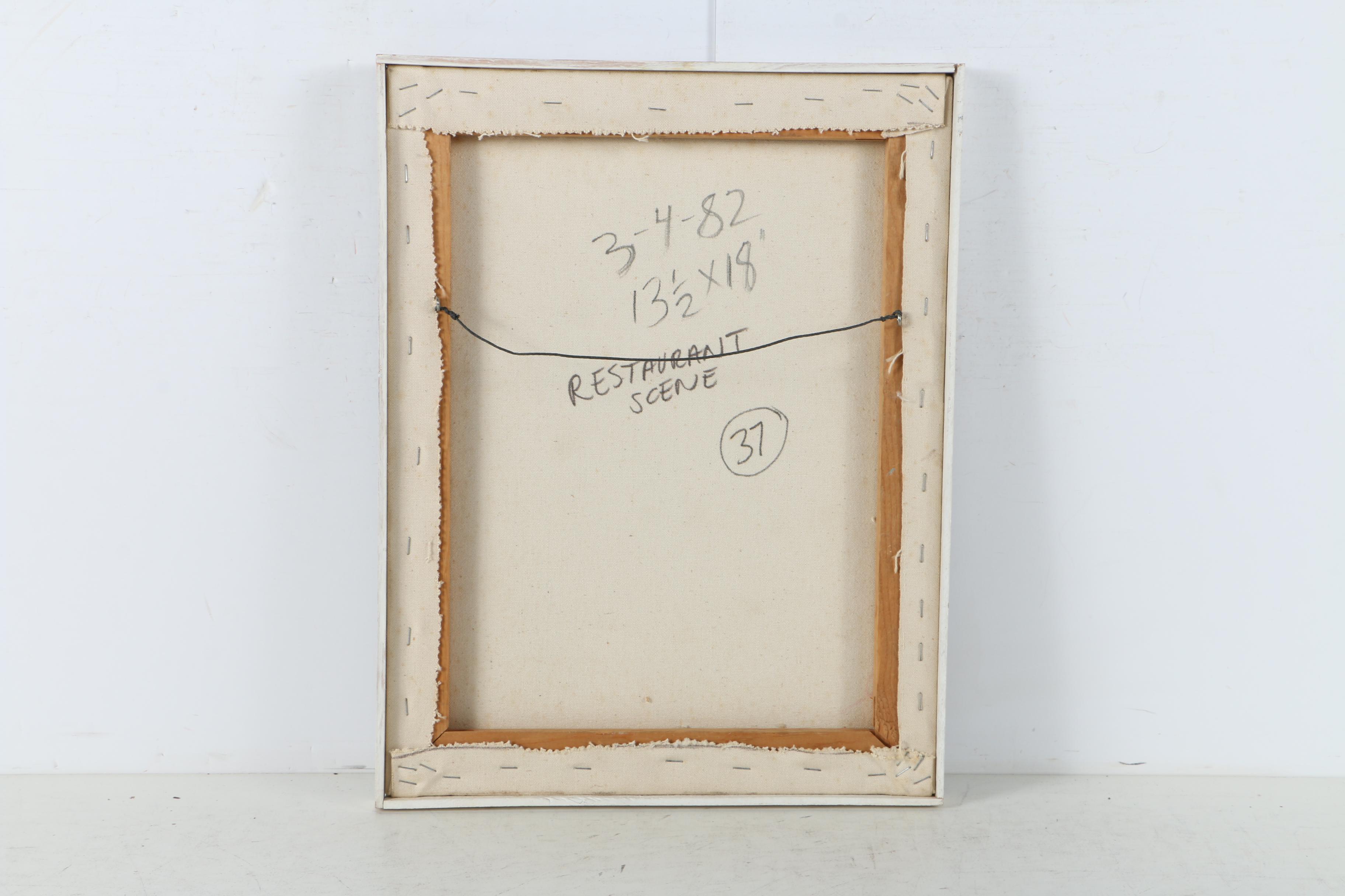 David Walker Oil on Canvas Painting "Restaurant Scene"