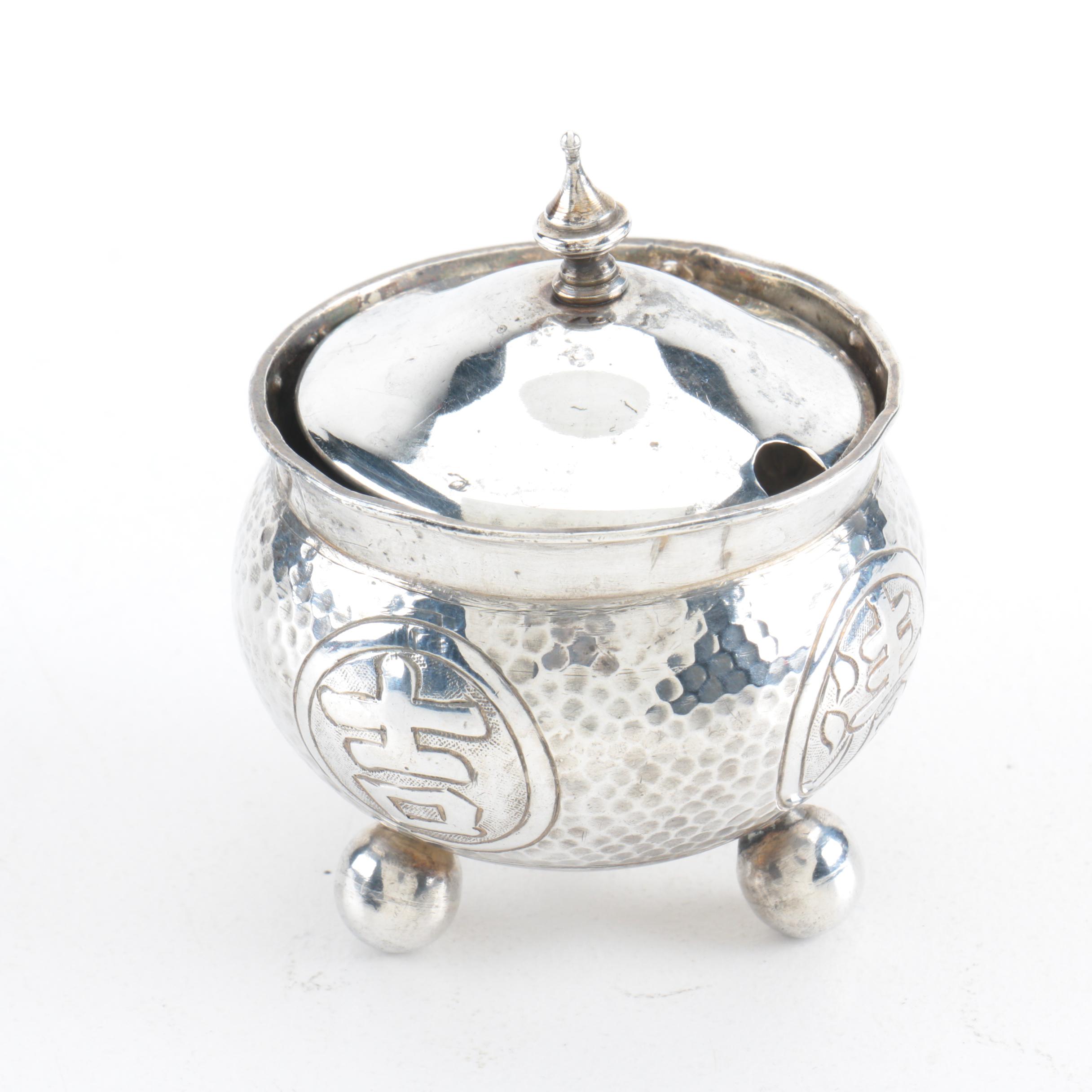Asian Sterling Silver Covered Salt Cellar