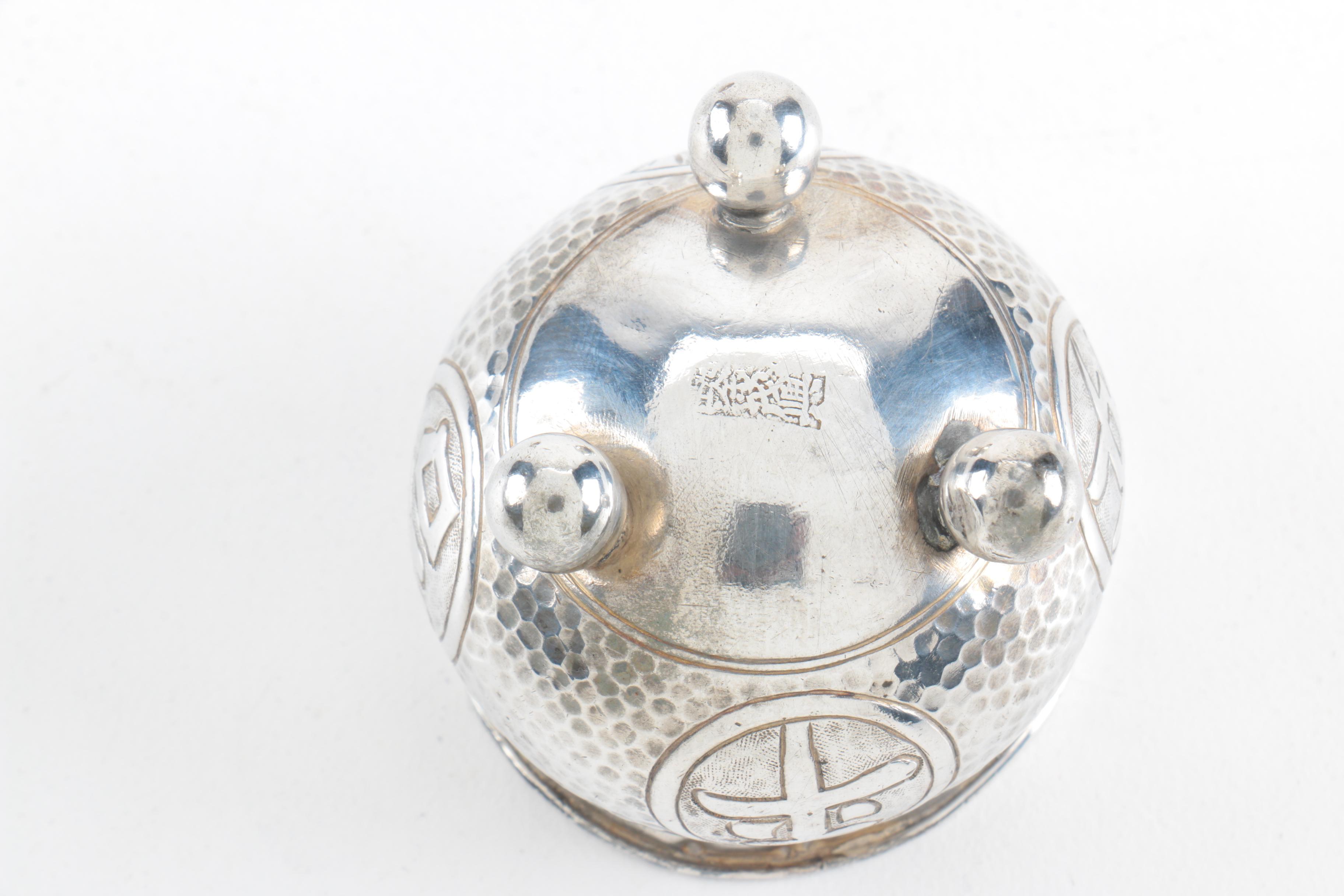 Asian Sterling Silver Covered Salt Cellar