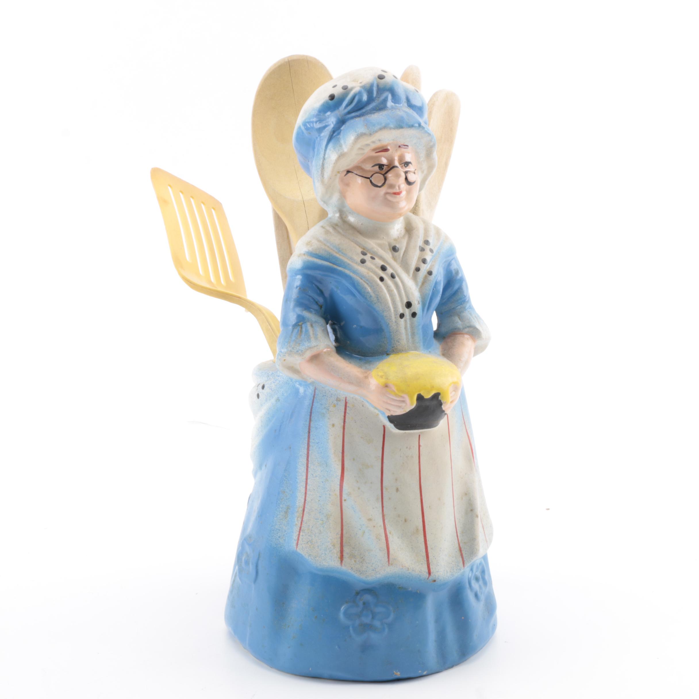 Vintage Figural Ceramic Utensil Holder
