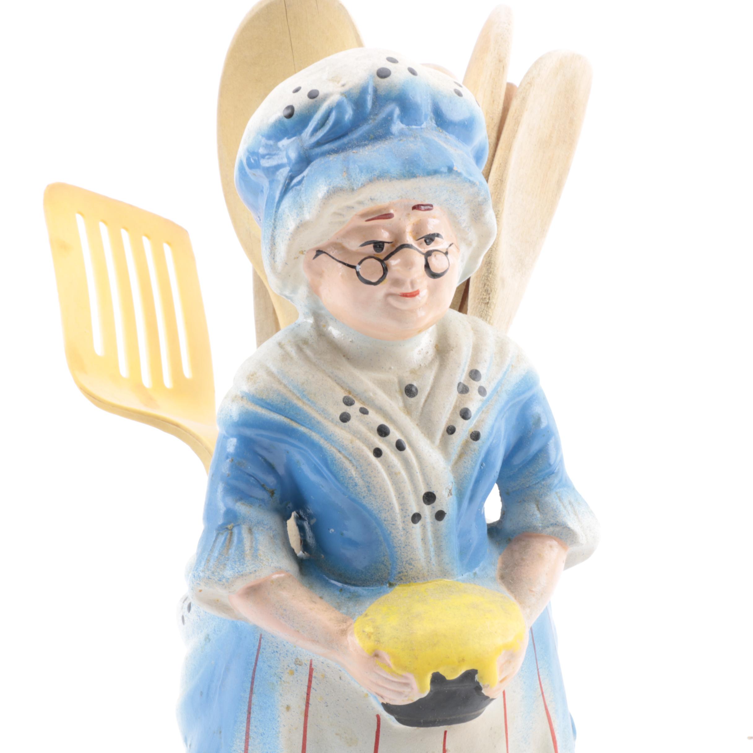 Vintage Figural Ceramic Utensil Holder