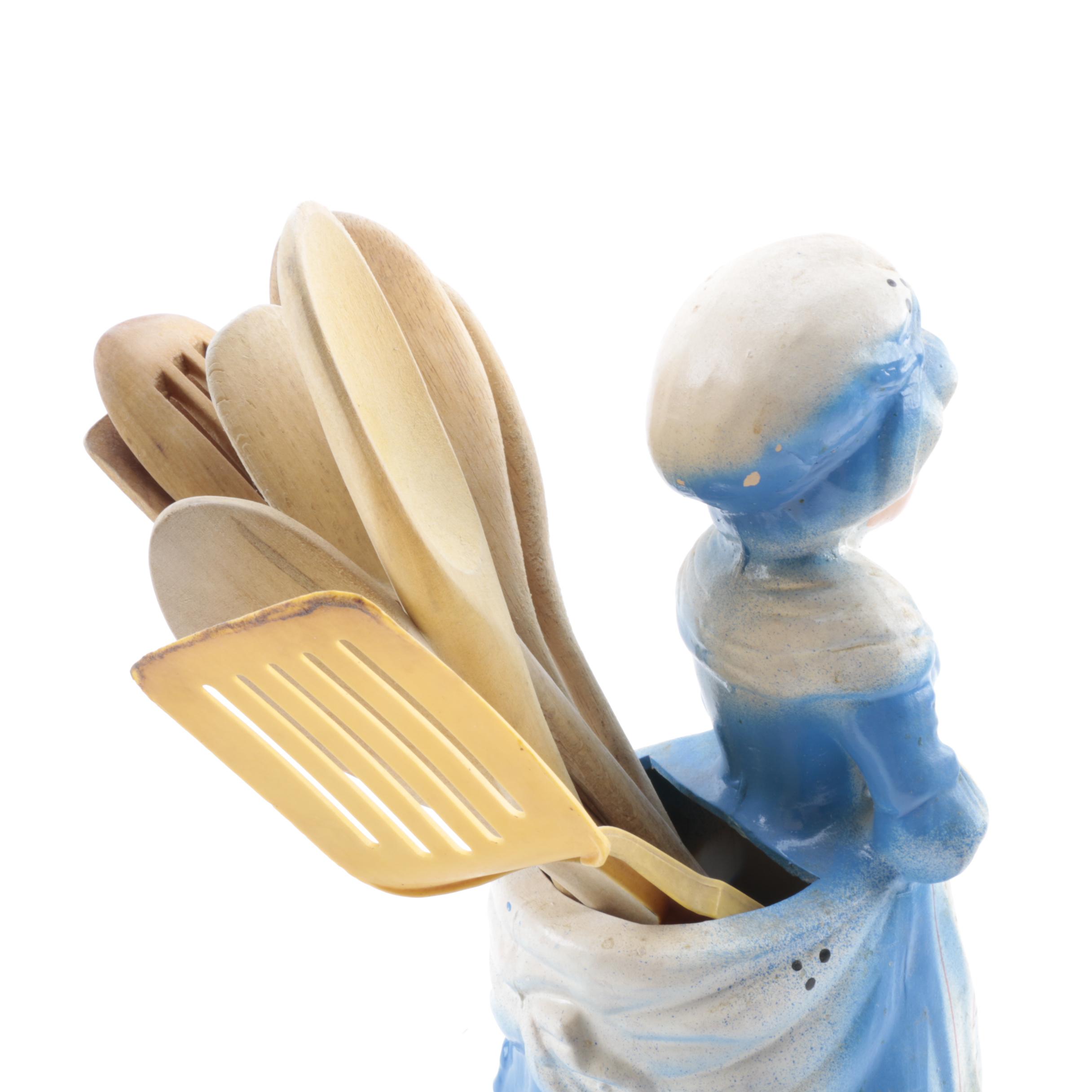 Vintage Figural Ceramic Utensil Holder