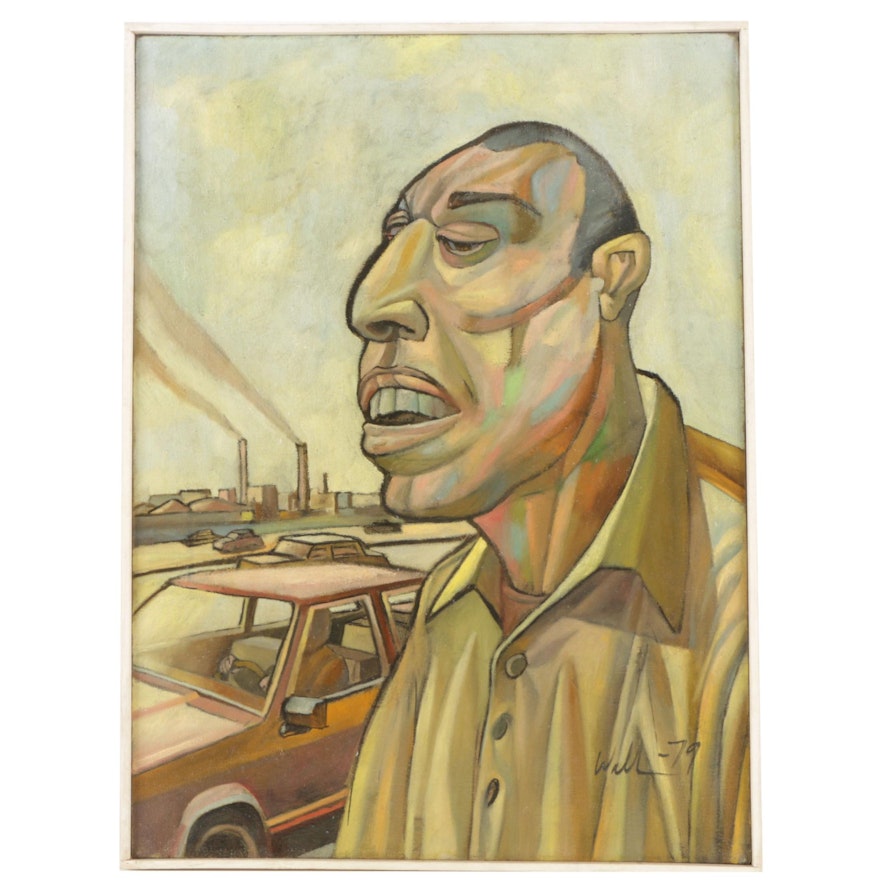 David Walker Oil on Canvas Painting "City Dweller"