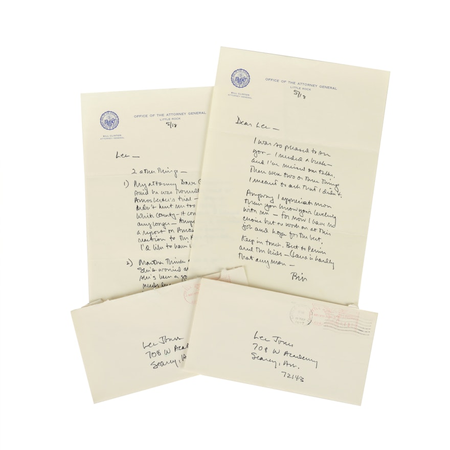 Handwritten Bill Clinton Letters, Postmarked 1977