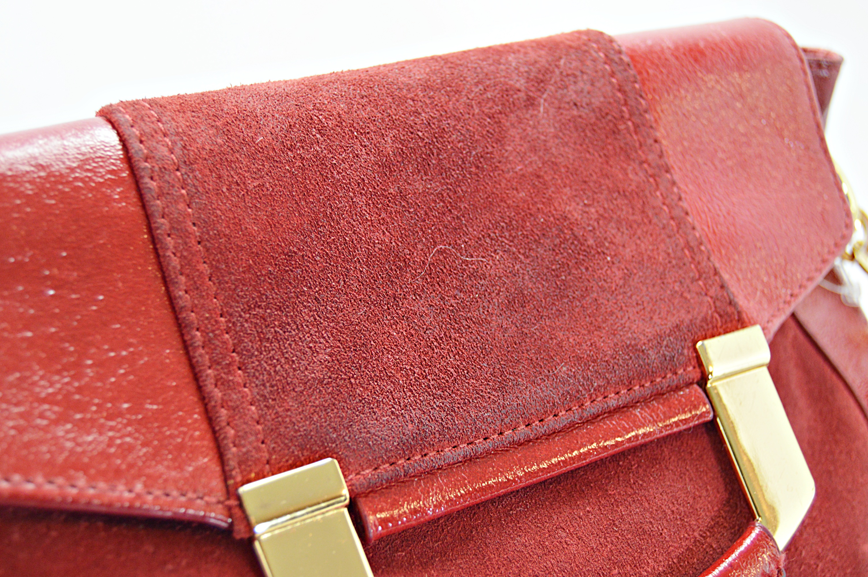 Milly Red Patent Leather and Suede Handbag