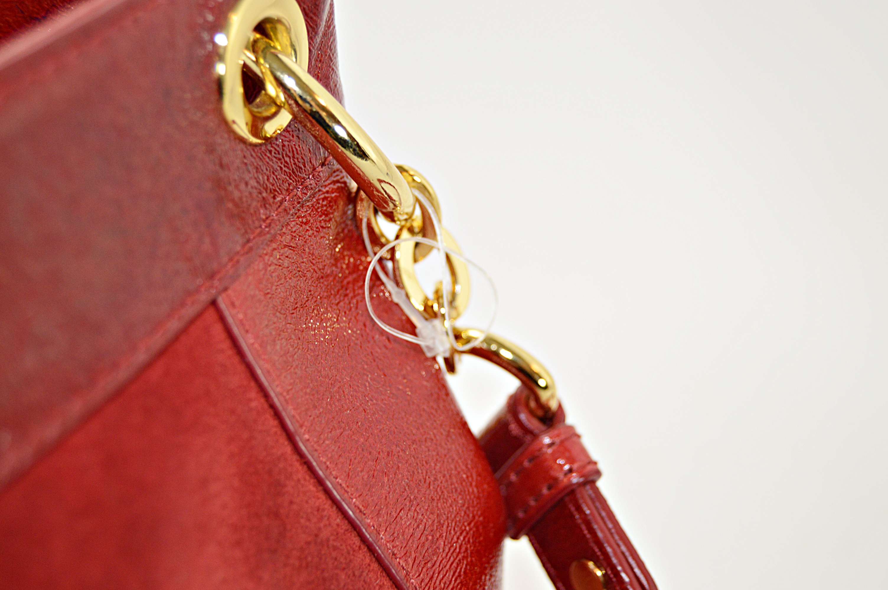 Milly Red Patent Leather and Suede Handbag