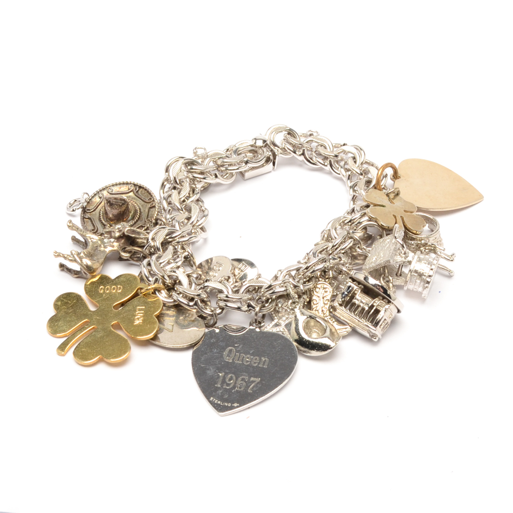 Sterling Silver Double Link Charm Bracelet