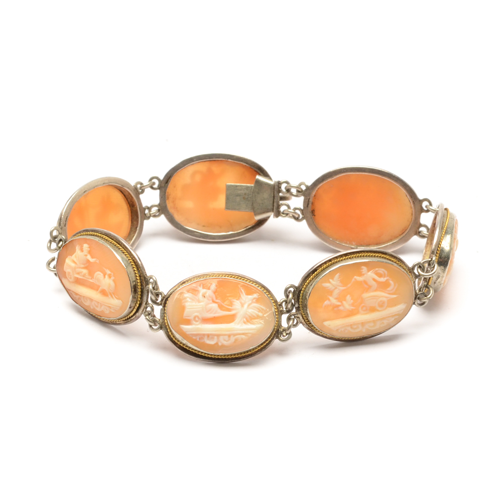 Vintage 800 Silver Cameo Bracelet