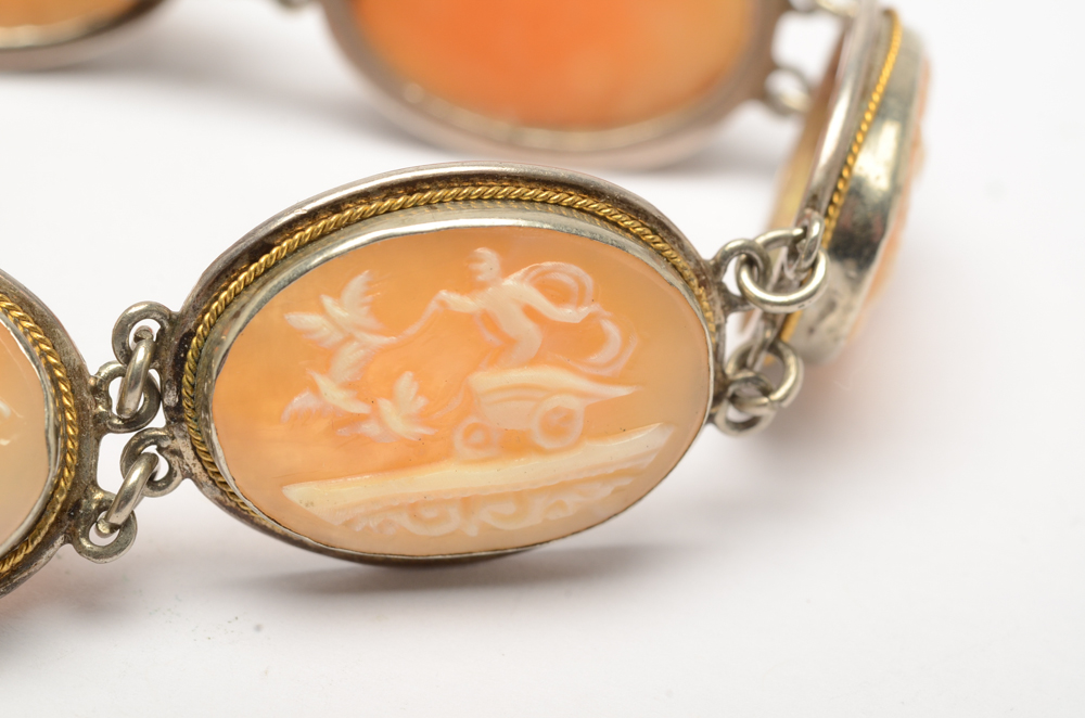 Vintage 800 Silver Cameo Bracelet