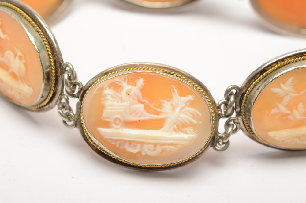 Vintage 800 Silver Cameo Bracelet