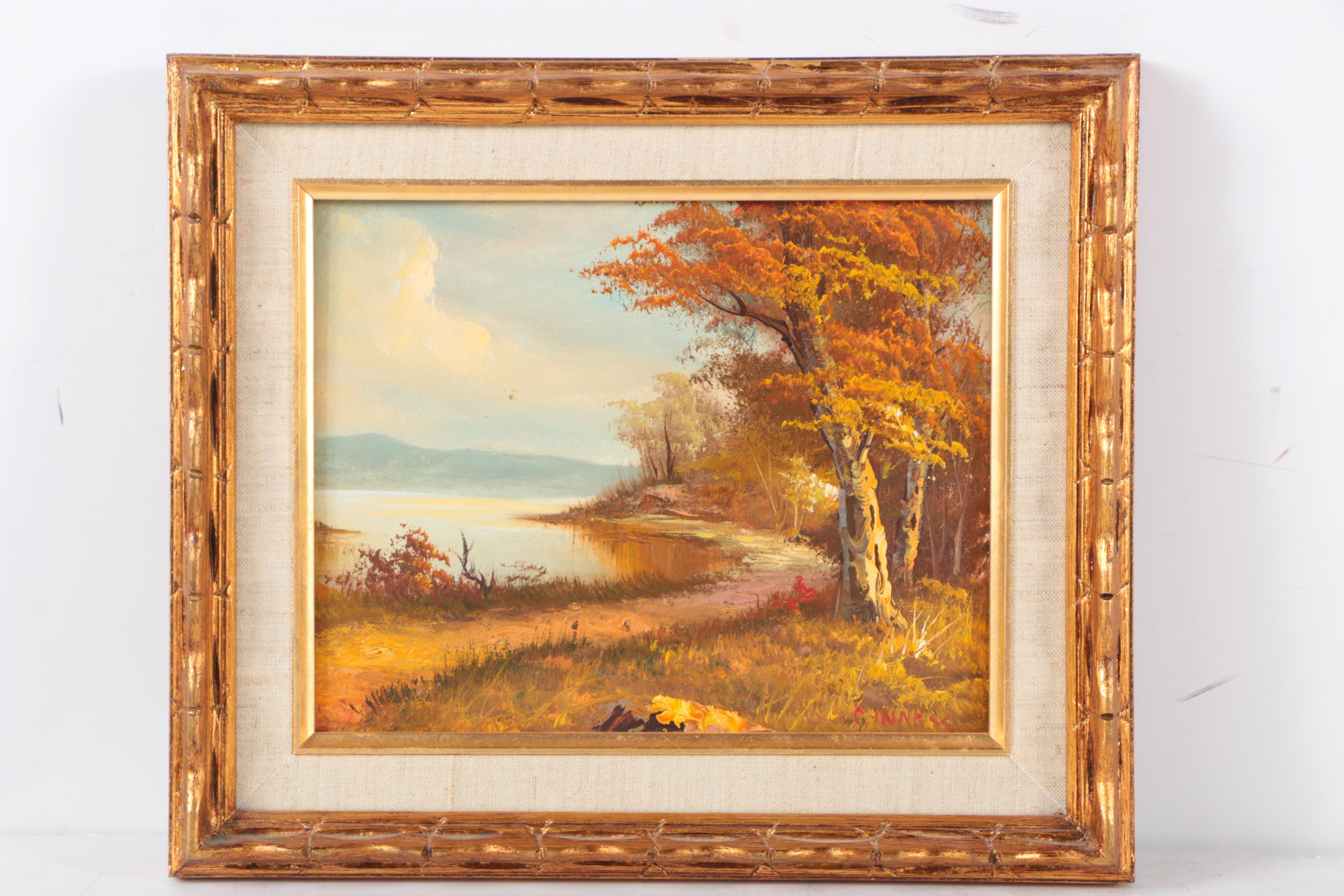 Three Landscape Oil Paintings on Canvas Board Including Clara Inness