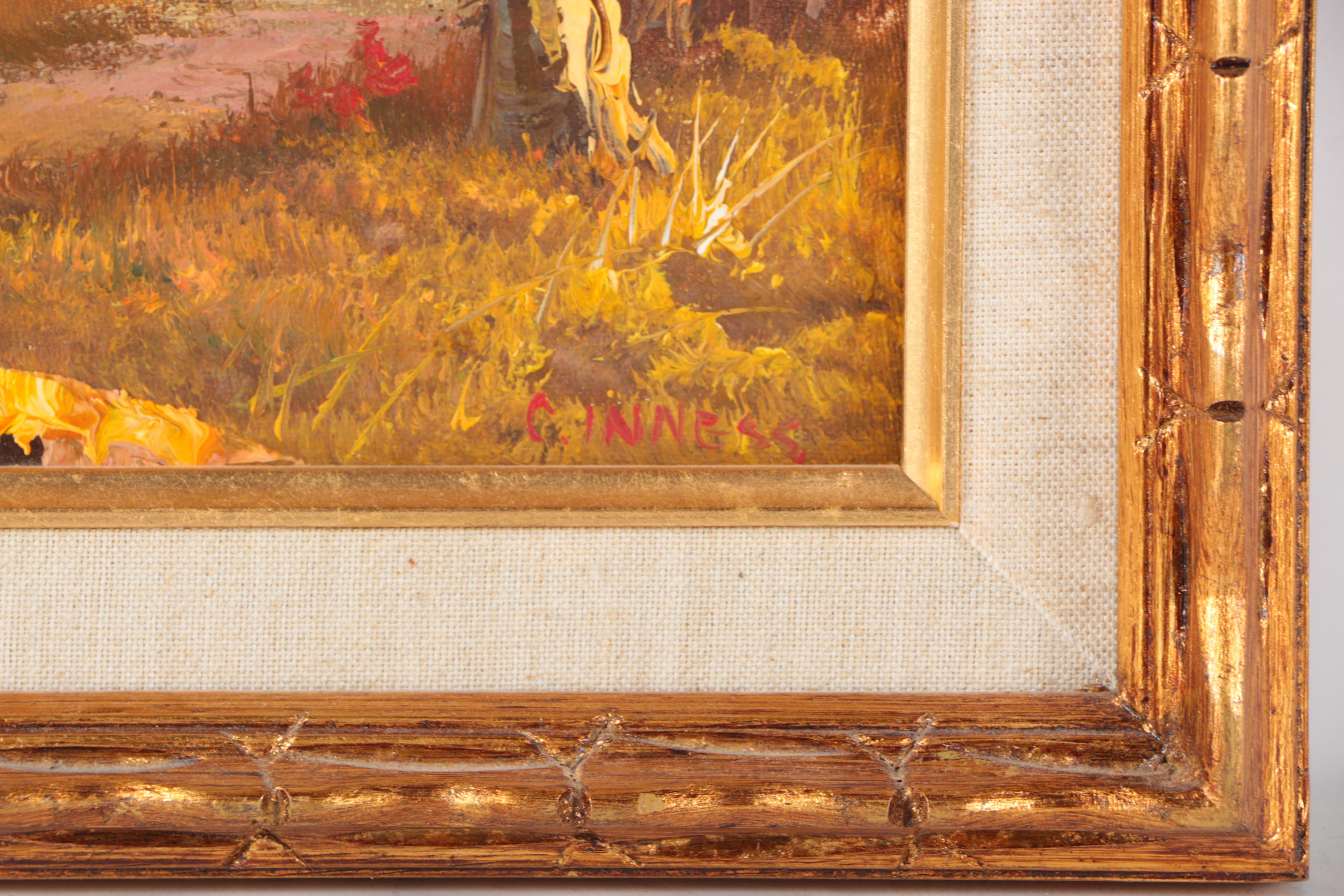 Three Landscape Oil Paintings on Canvas Board Including Clara Inness