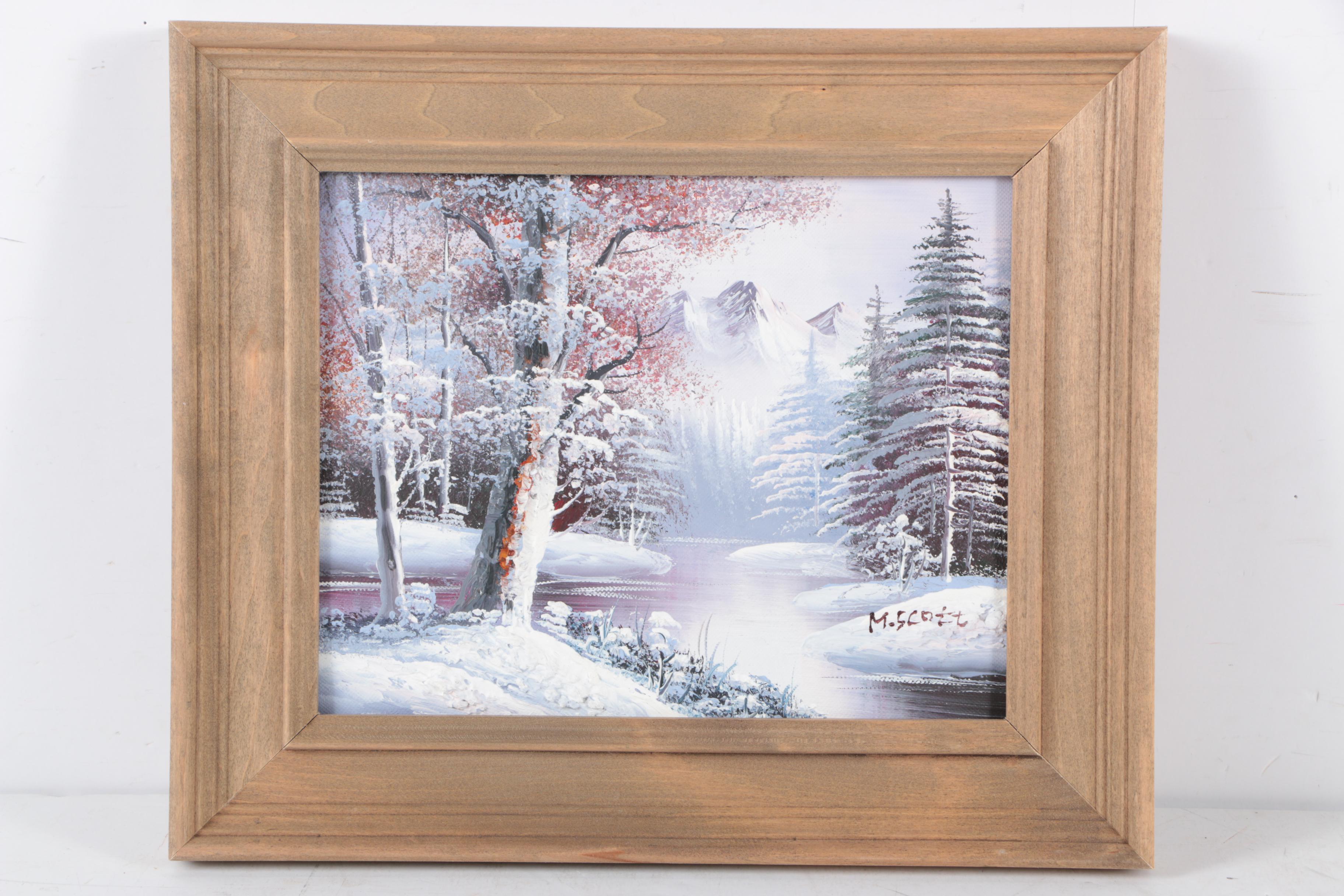 Three Landscape Oil Paintings on Canvas Board Including Clara Inness