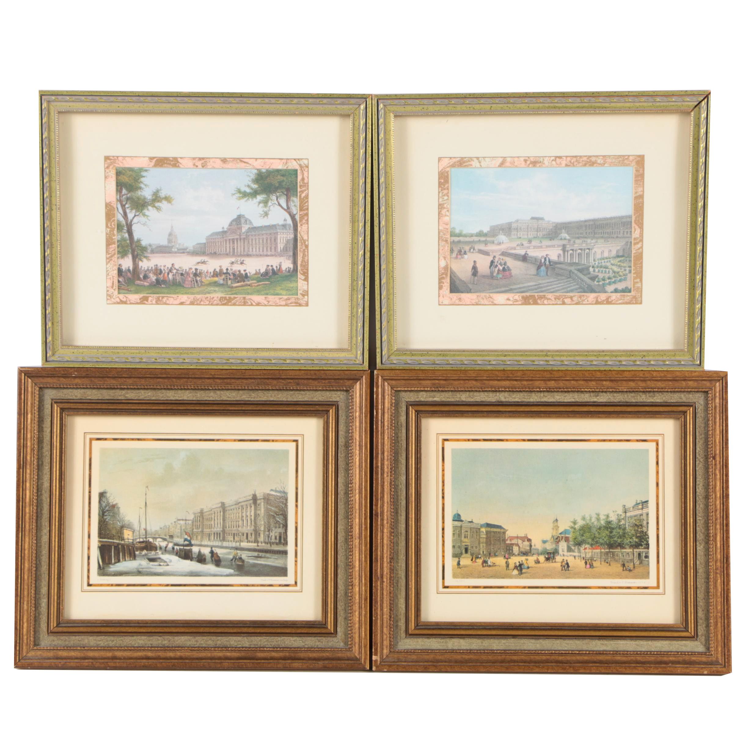 Offset Lithographs on Paper After Parisian Landscape Scenes