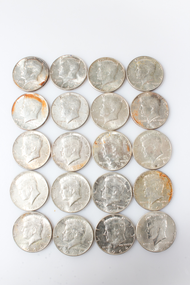 Twenty 1964 Kennedy Half Dollars