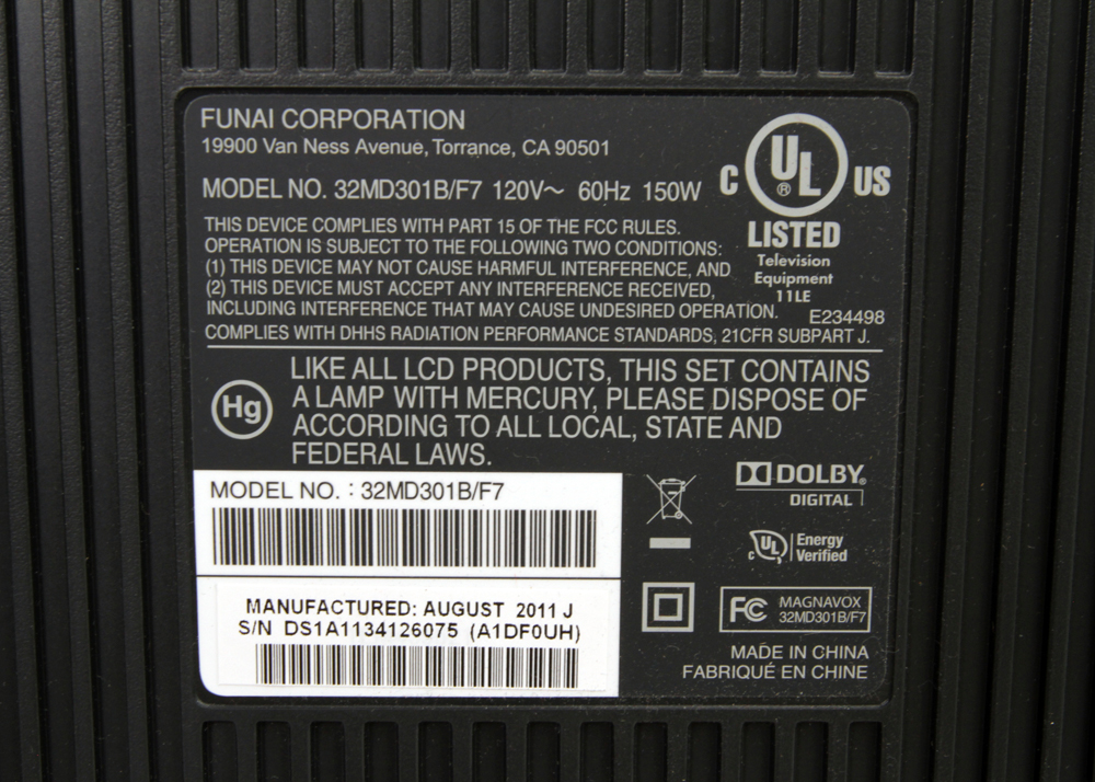 32" Magnavox LCD Television With Built-In DVD Player