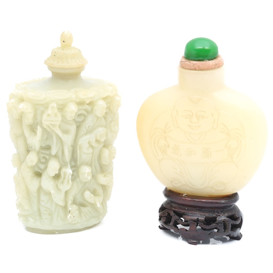 Carved Stone Chinese Snuff Bottles