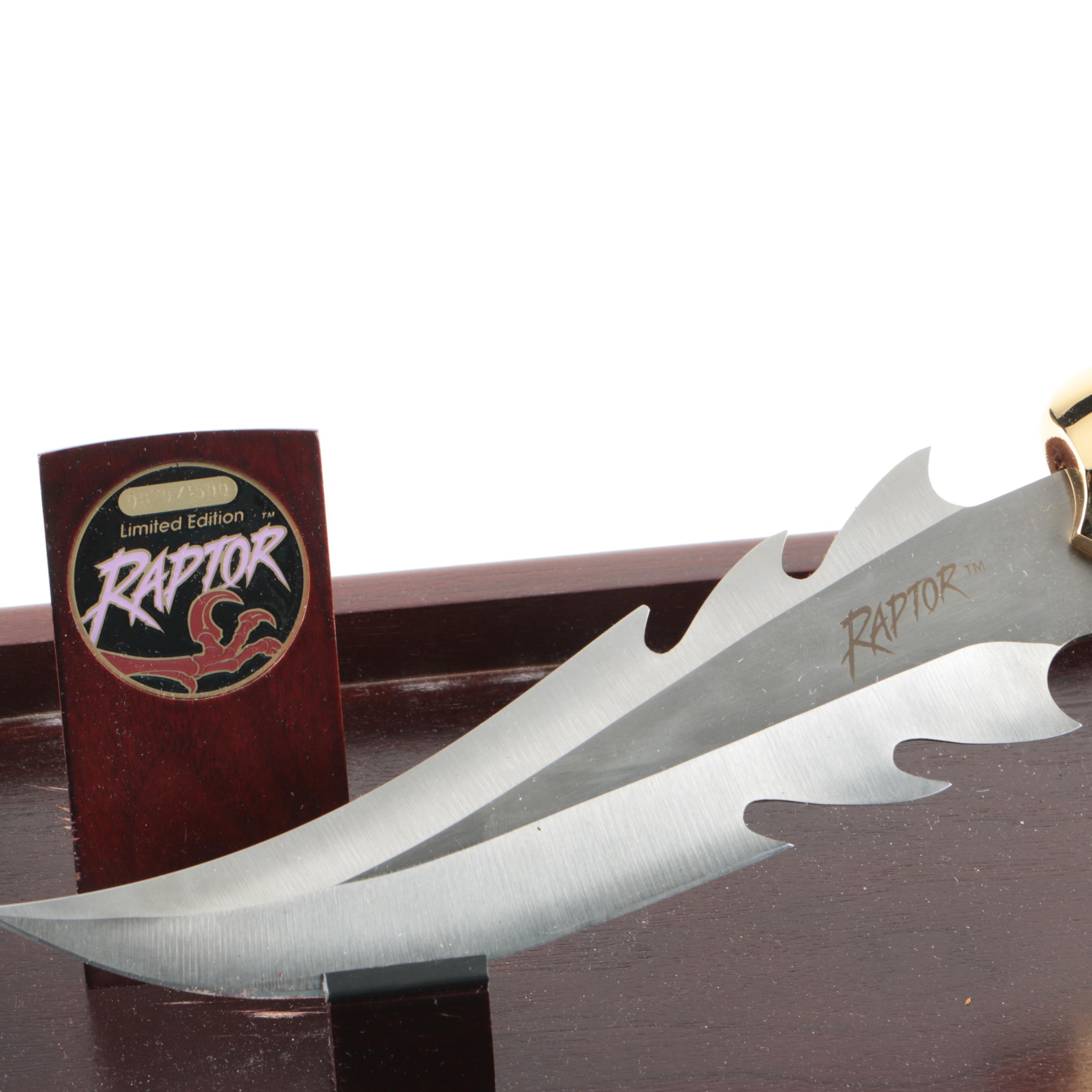 Limited Edition Raptor Fantasy Knife in Glass Case
